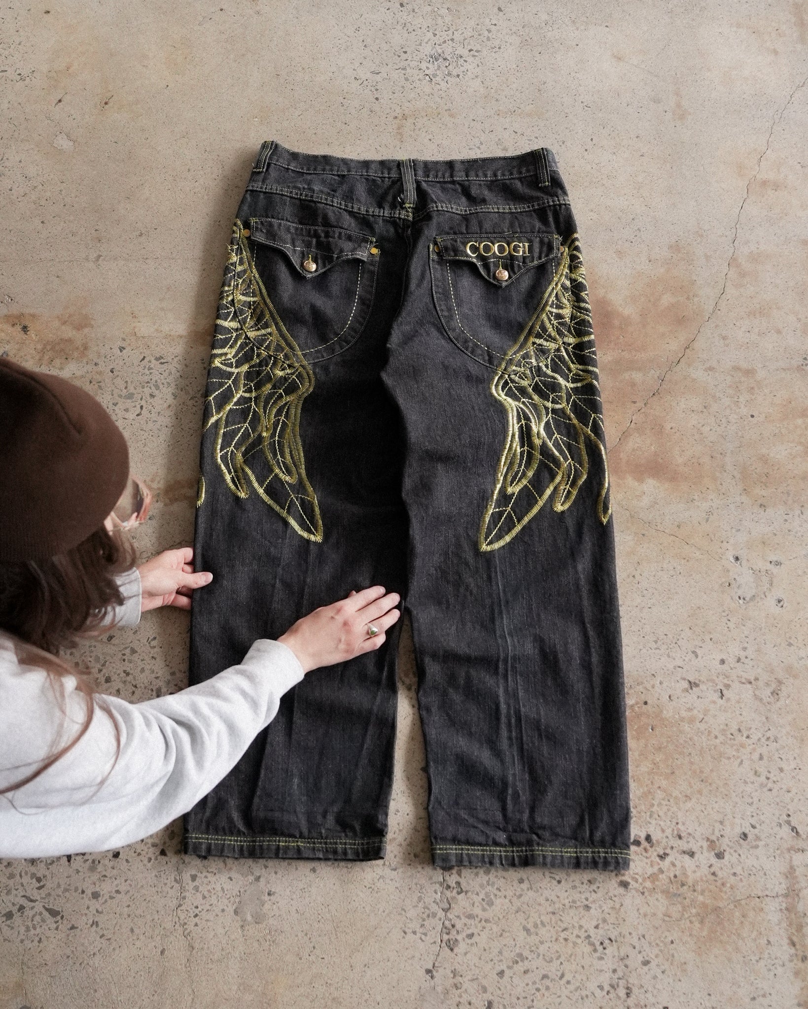 coogi embroidered wings baggy y2k jeans