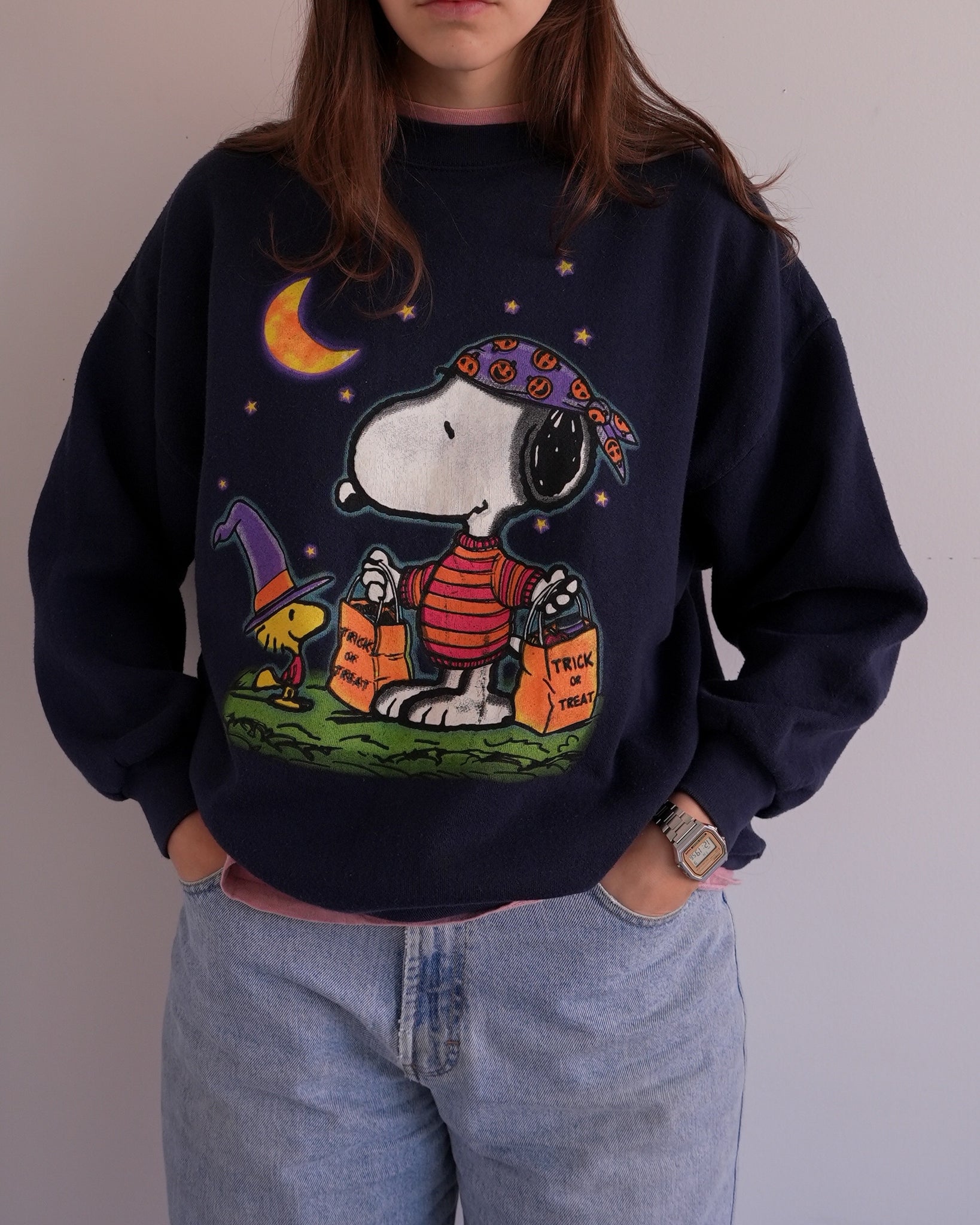 snoopy trick or treat halloween crewneck