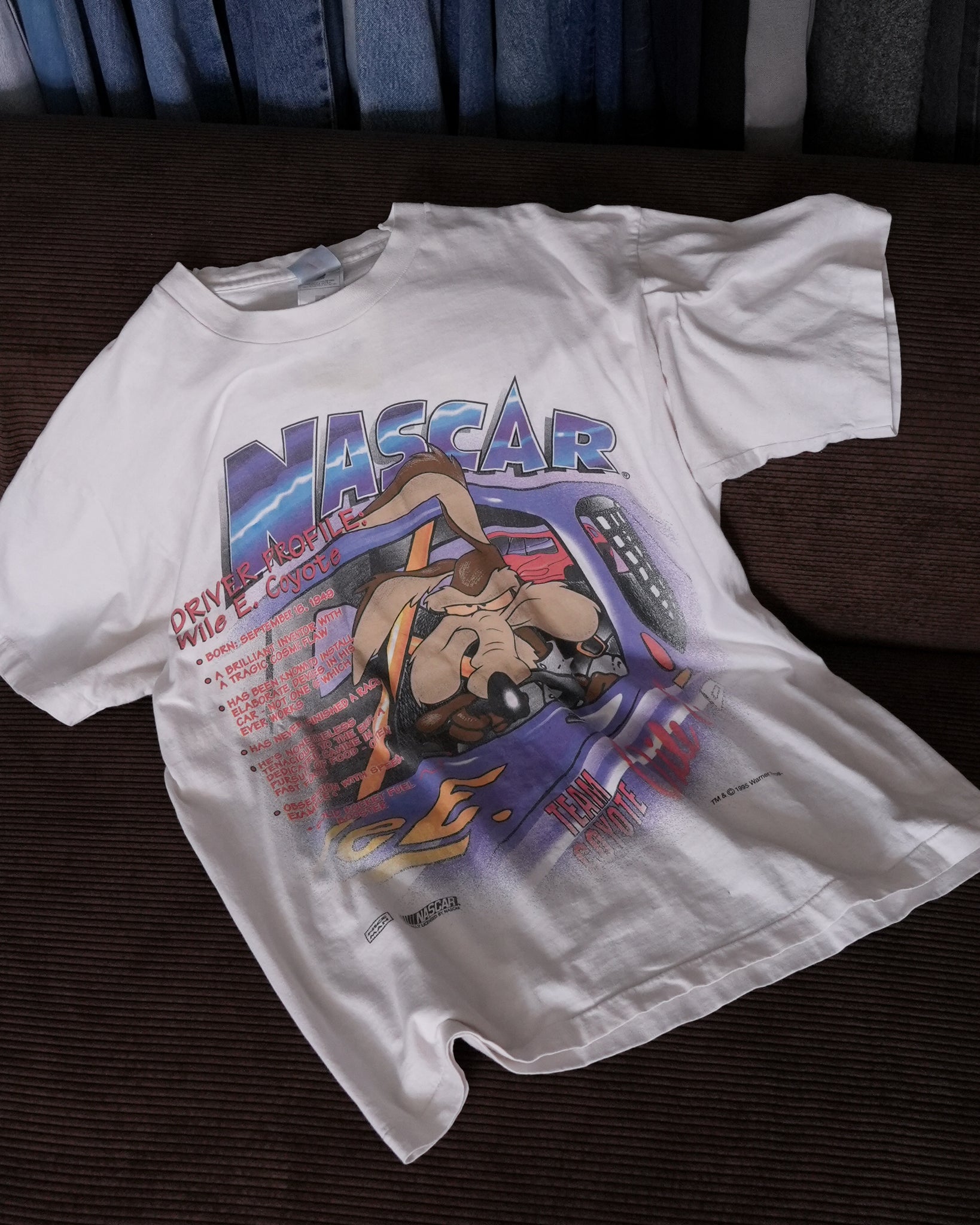 wile e. coyote nascar 1995 t-shirt