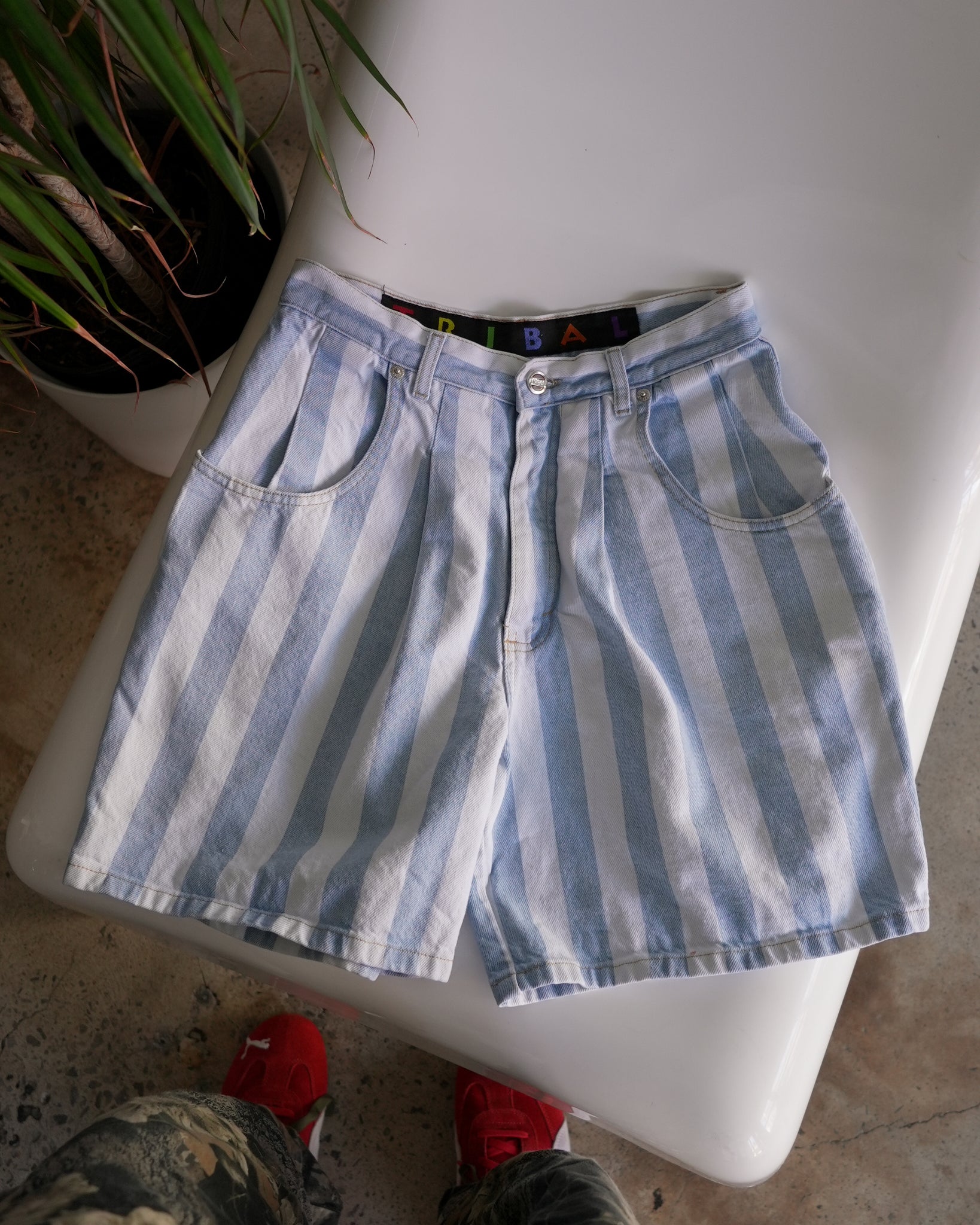 tribal stripped jeans shorts