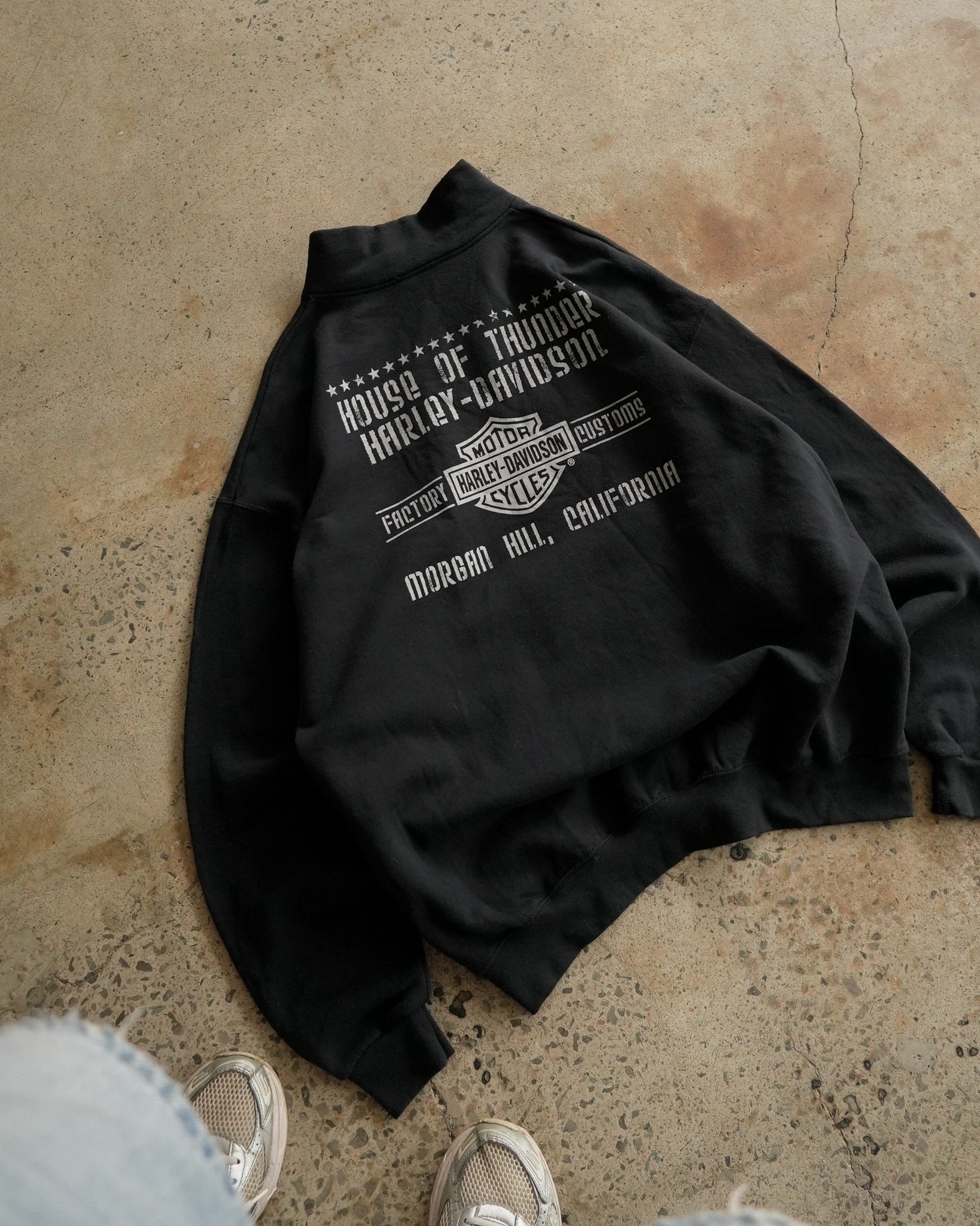 harley davidson morgan hill california 1/4 zip sweater