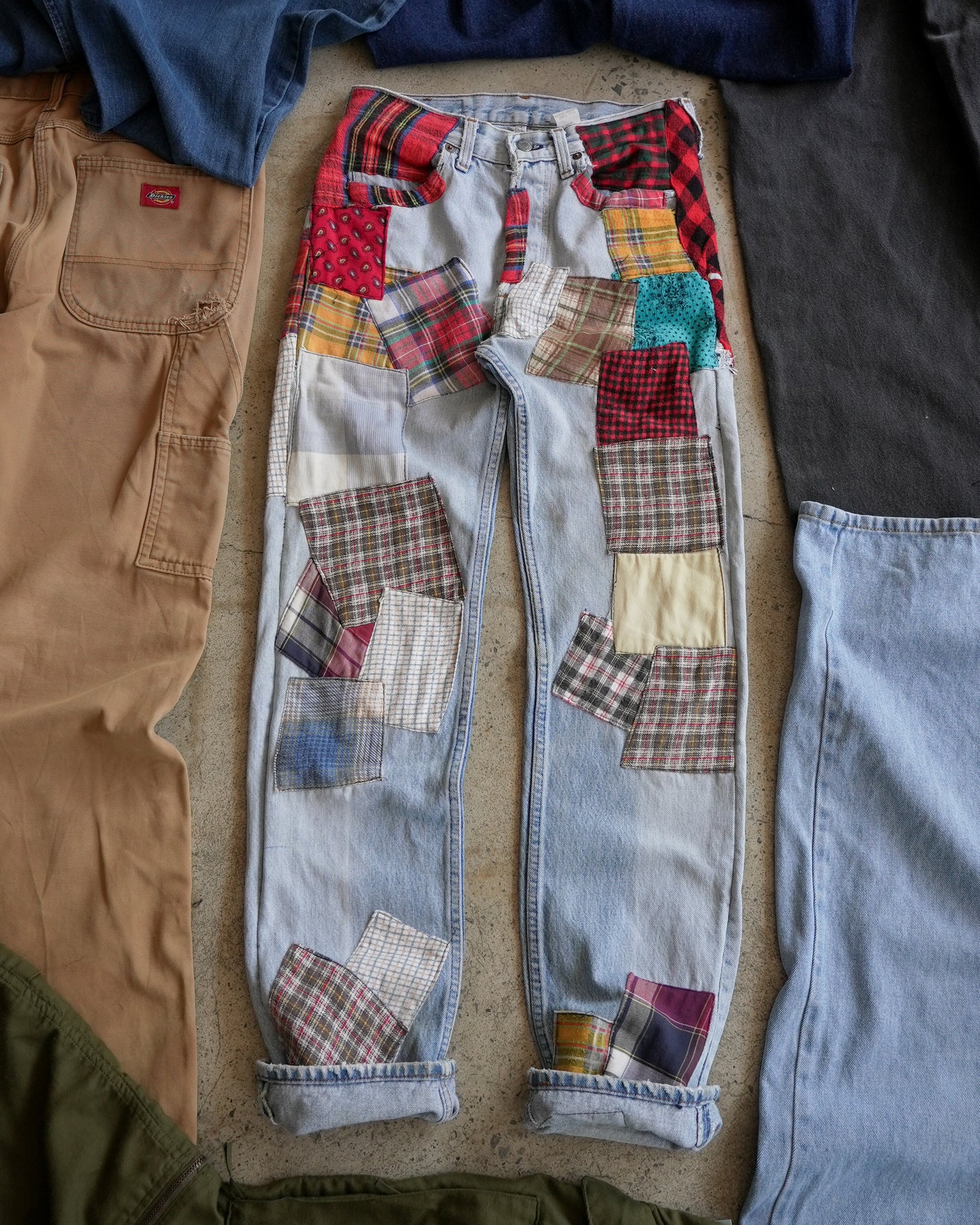 levi's patchwork jeans