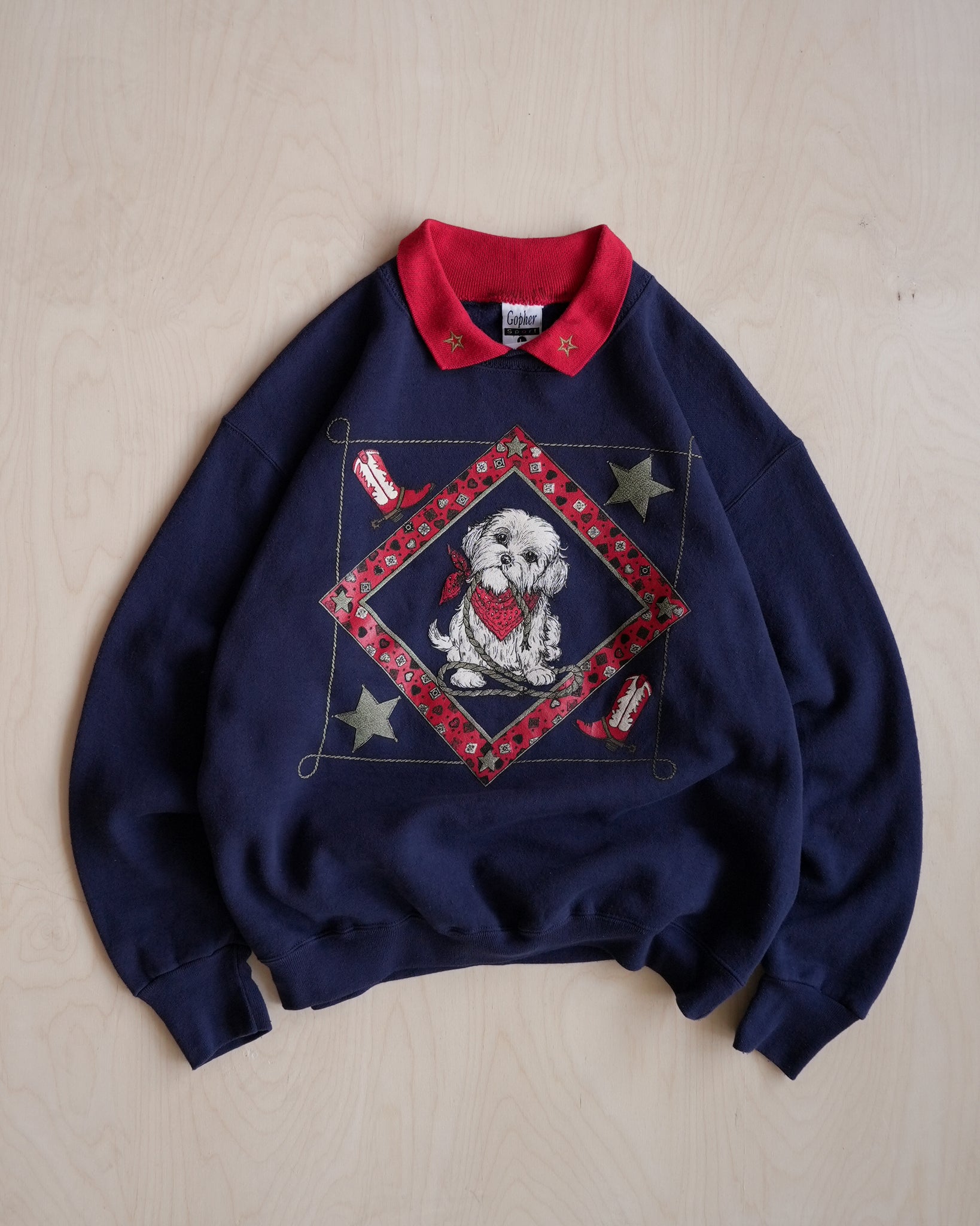 cute dog collared crewneck
