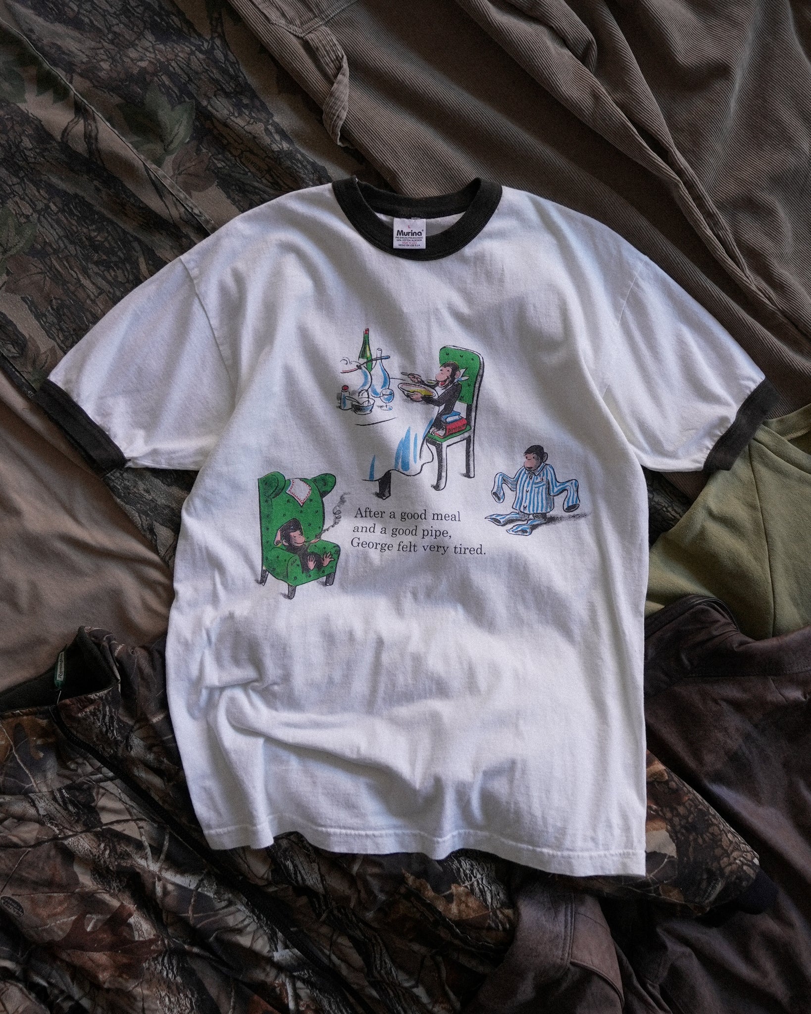 curious george 1995 ringer t-shirt
