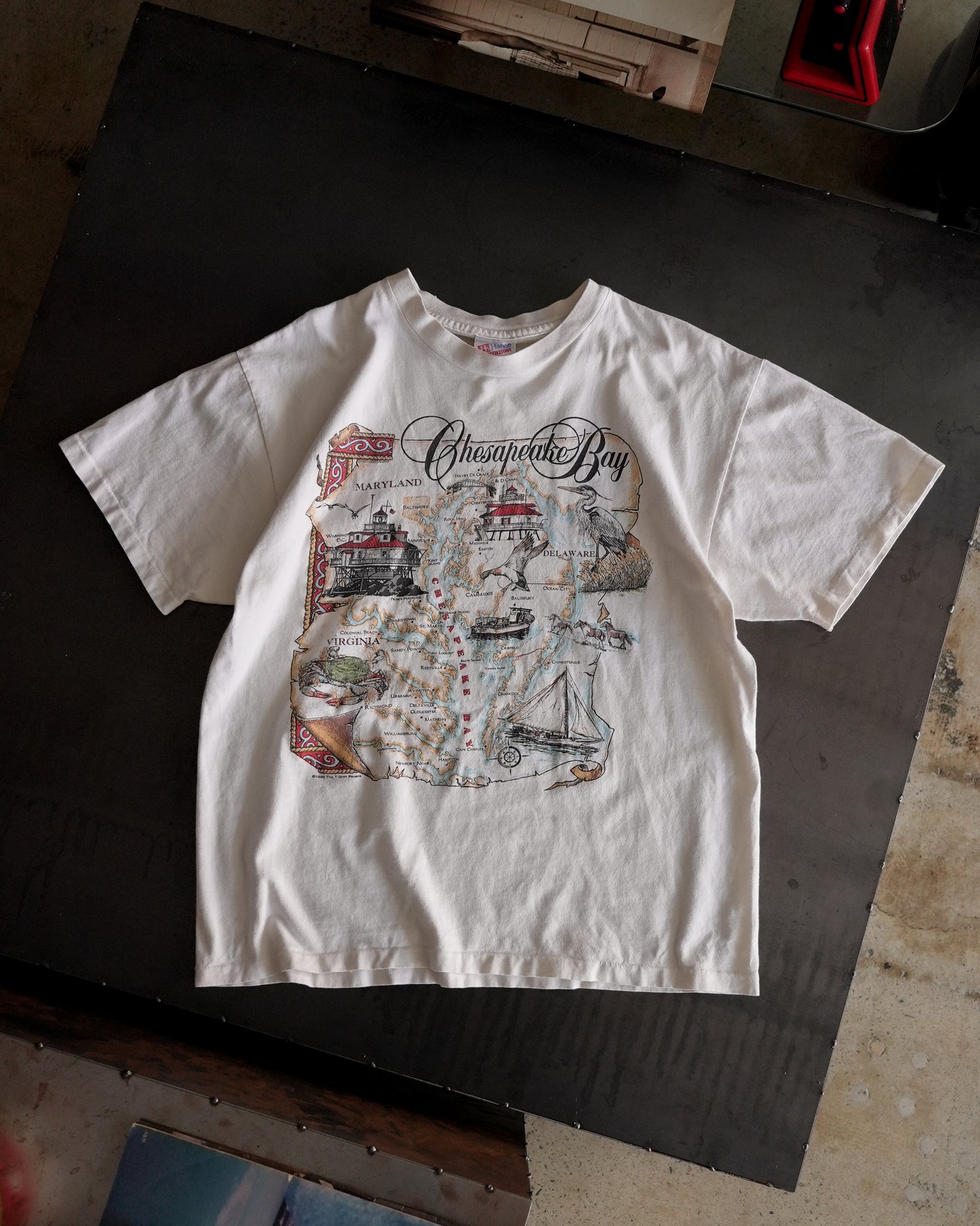 chesapeake bay map 1993 t-shirt