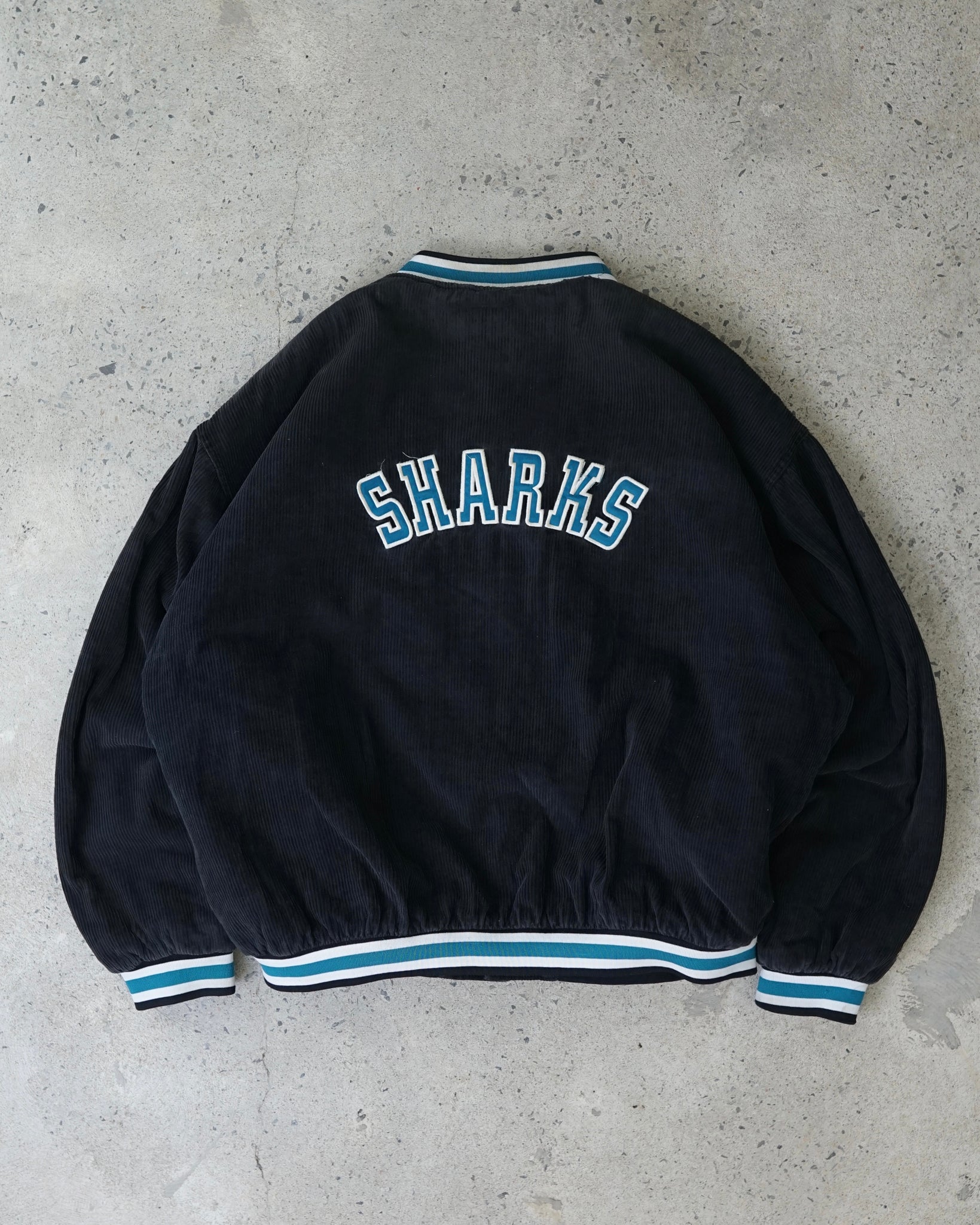 san jose sharks nhl corduroy bomber jacket