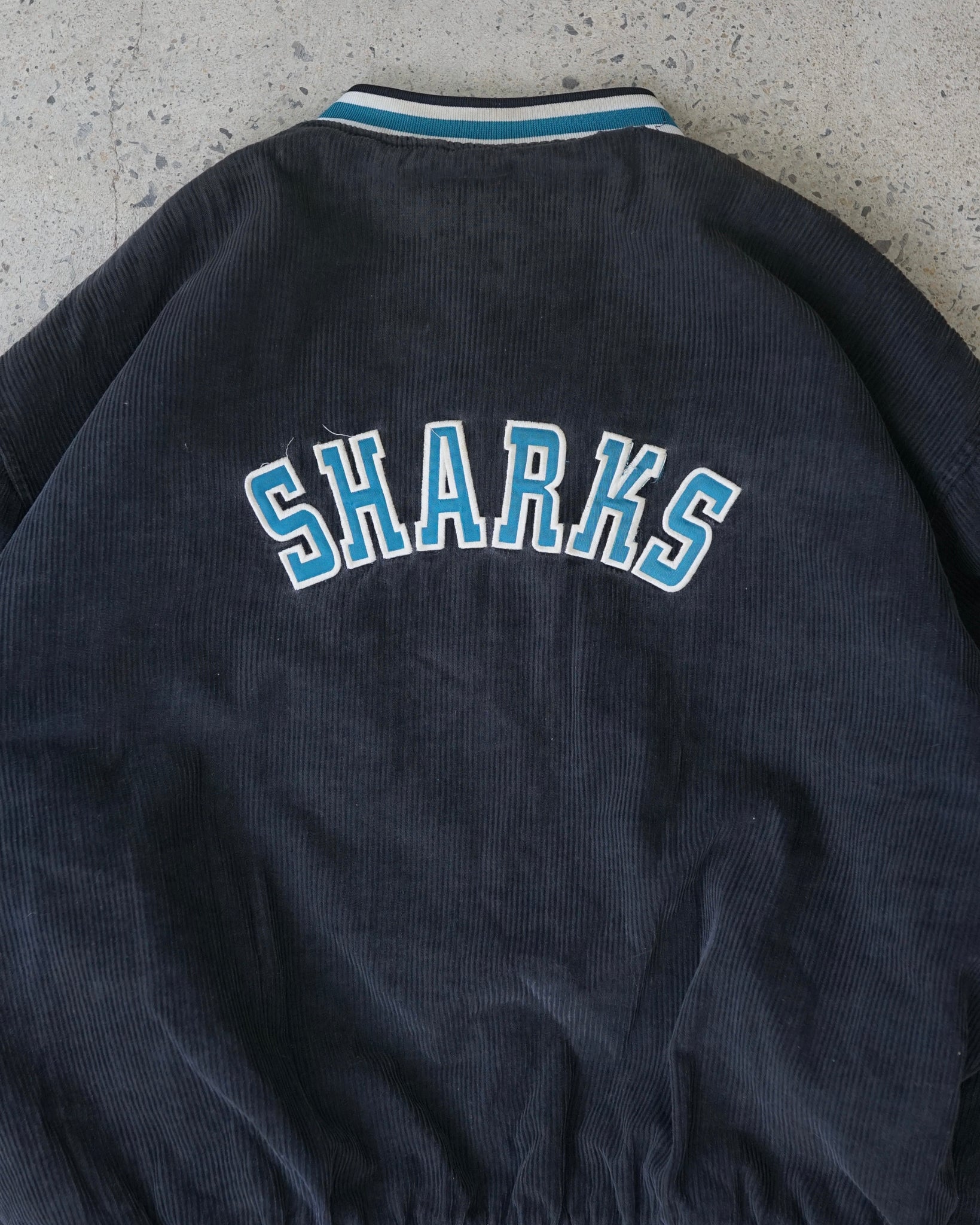 san jose sharks nhl corduroy bomber jacket