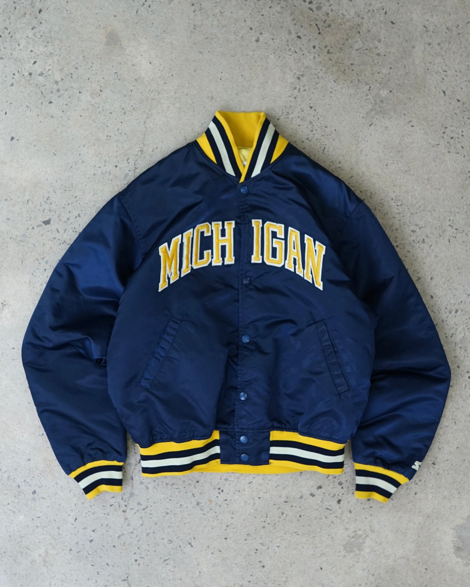 university of michigan satin bomber jacket