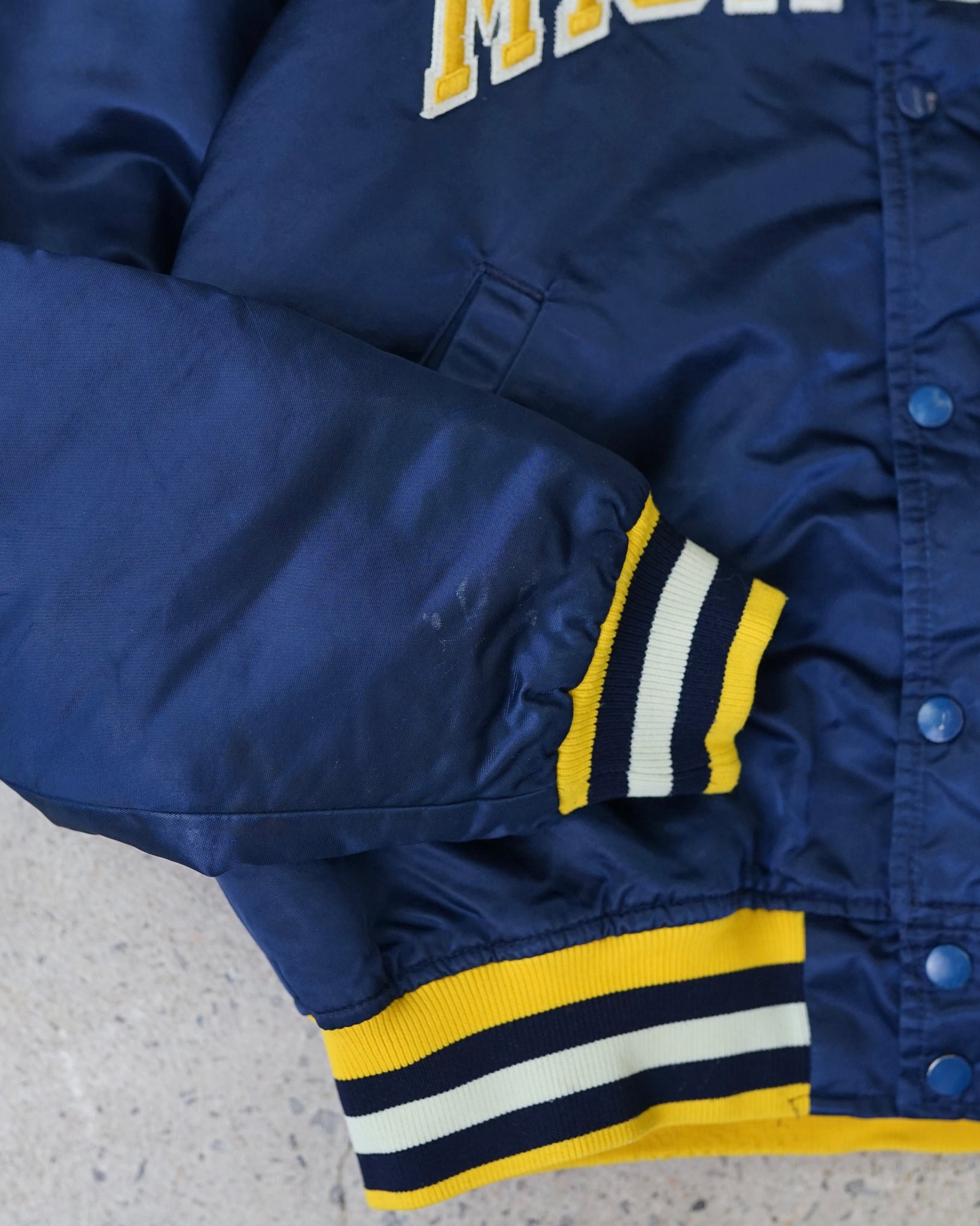 university of michigan satin bomber jacket