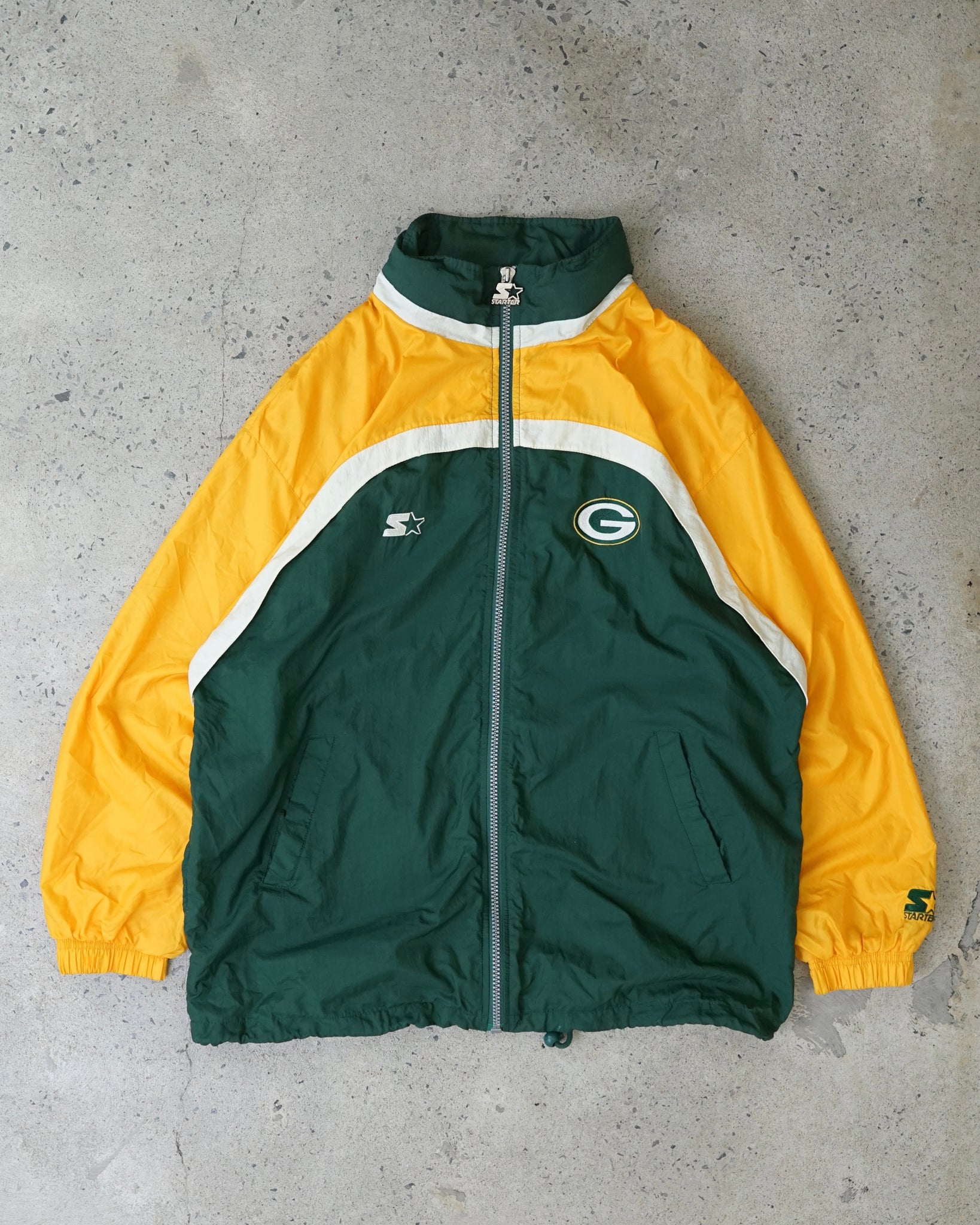 green bay packers nfl starter zip-up windbreaker
