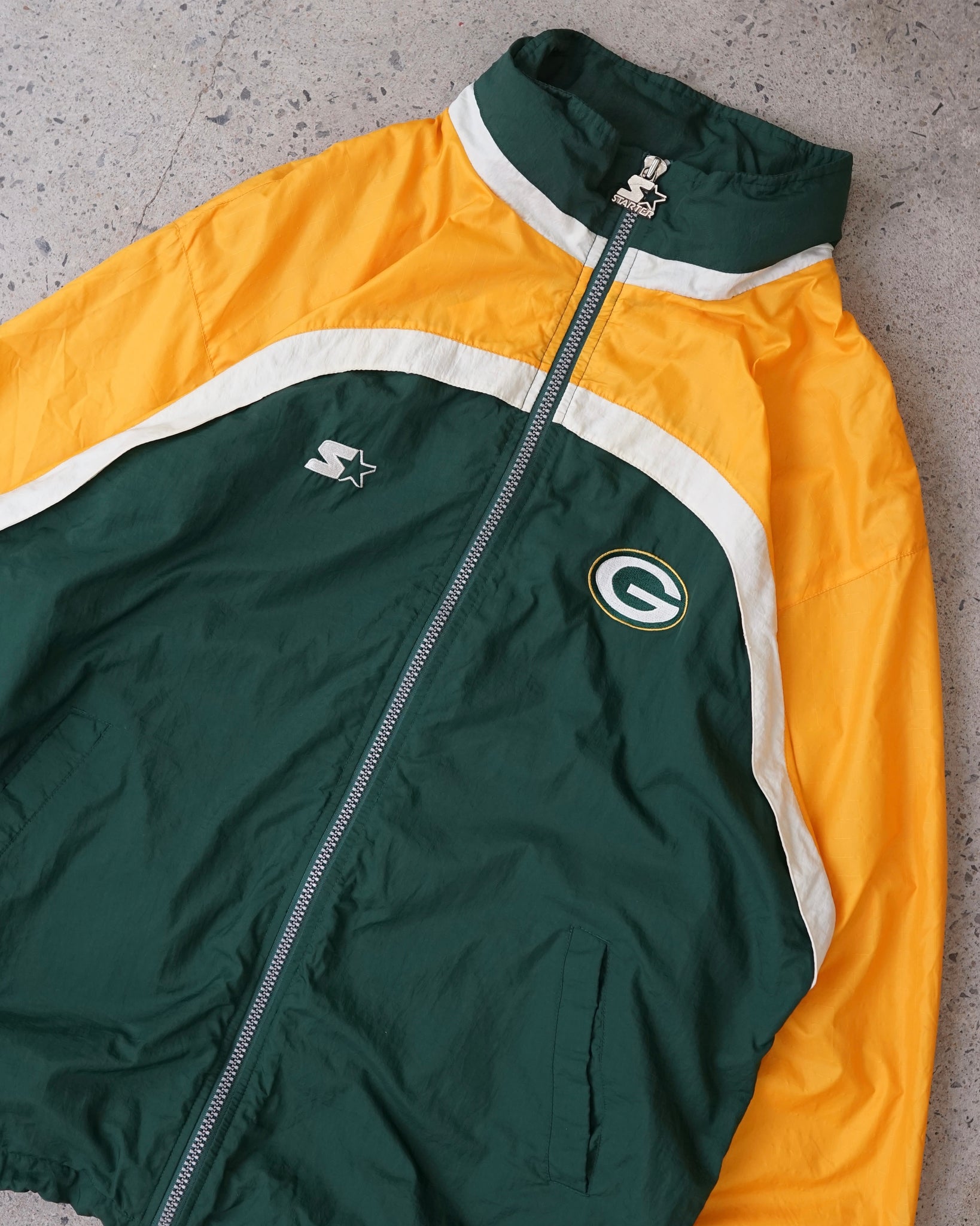 green bay packers nfl starter zip-up windbreaker