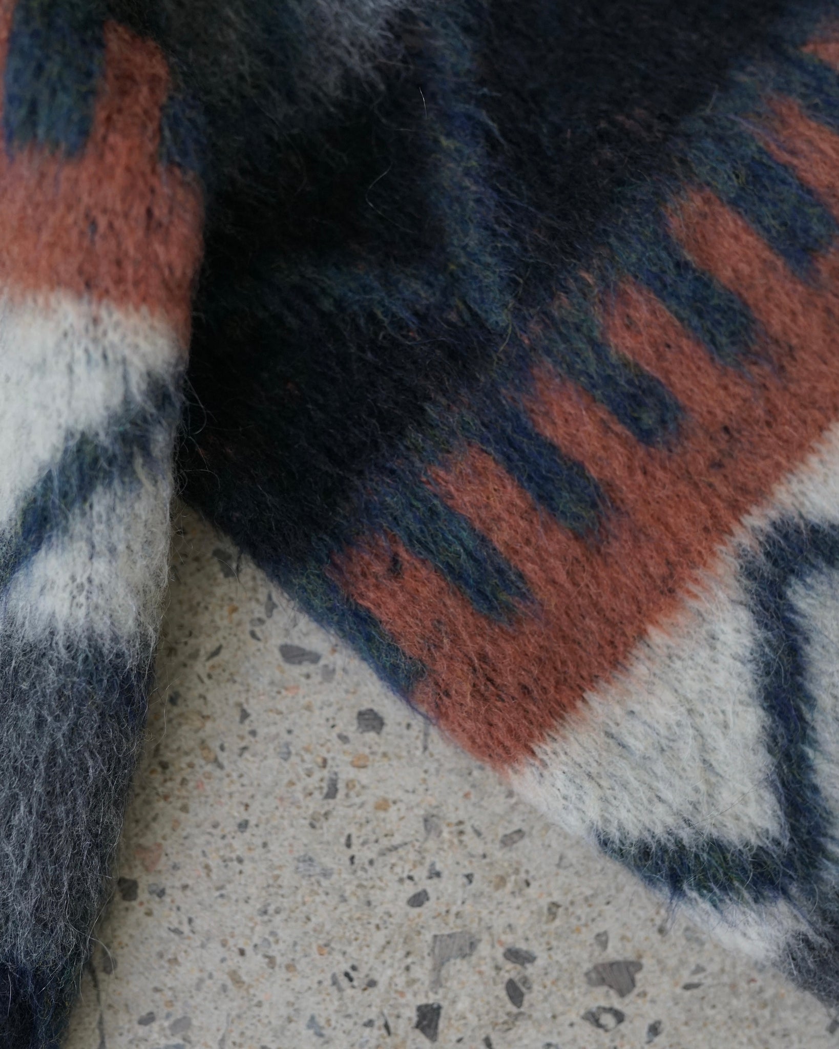 campus wool mohair zip-up knit sweater