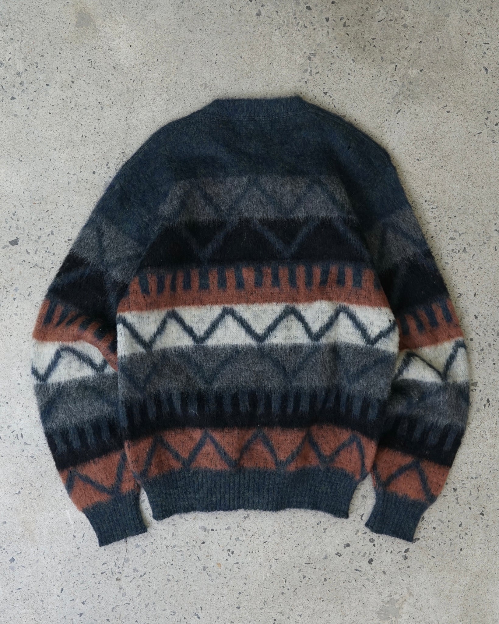campus wool mohair zip-up knit sweater
