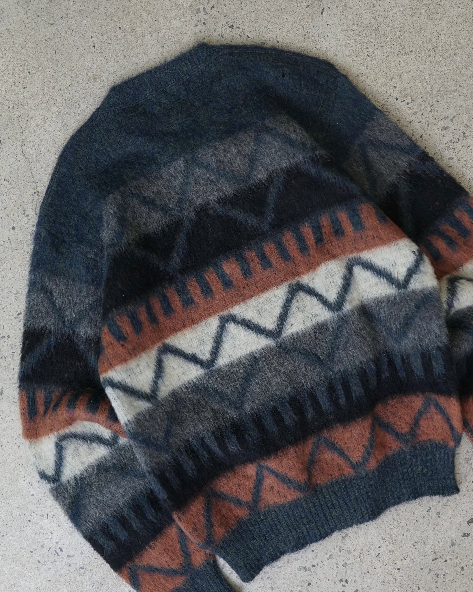 campus wool mohair zip-up knit sweater