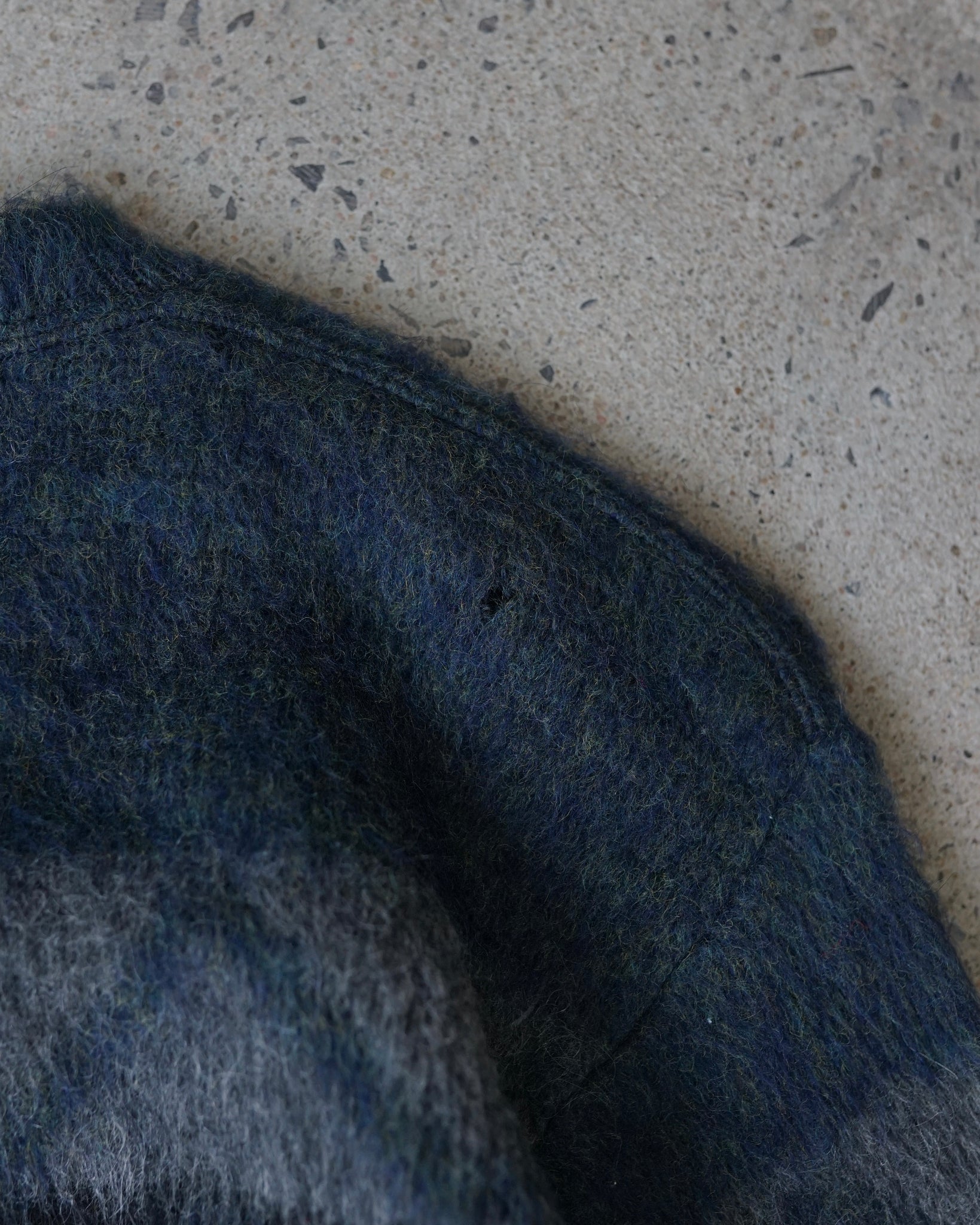 campus wool mohair zip-up knit sweater