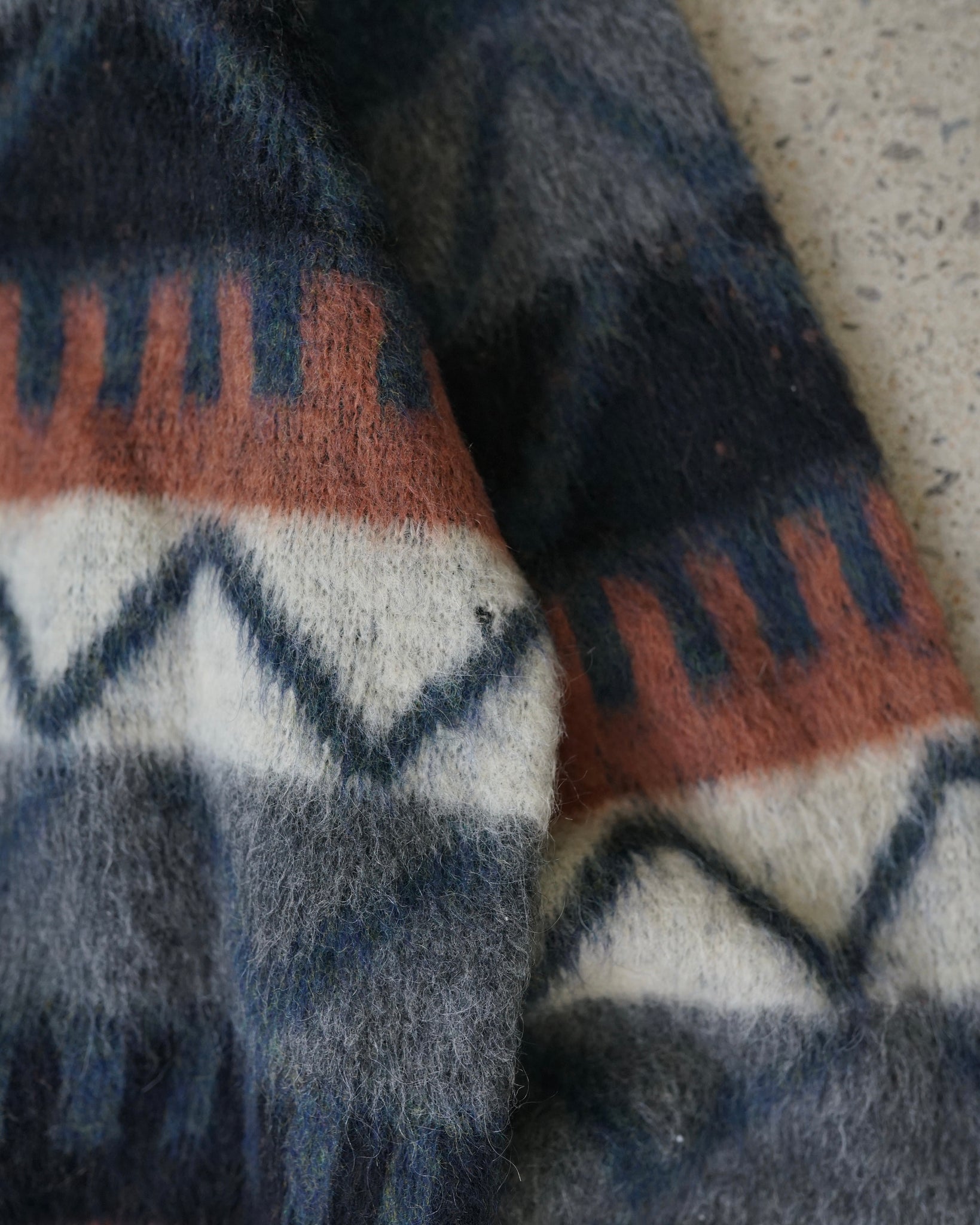 campus wool mohair zip-up knit sweater