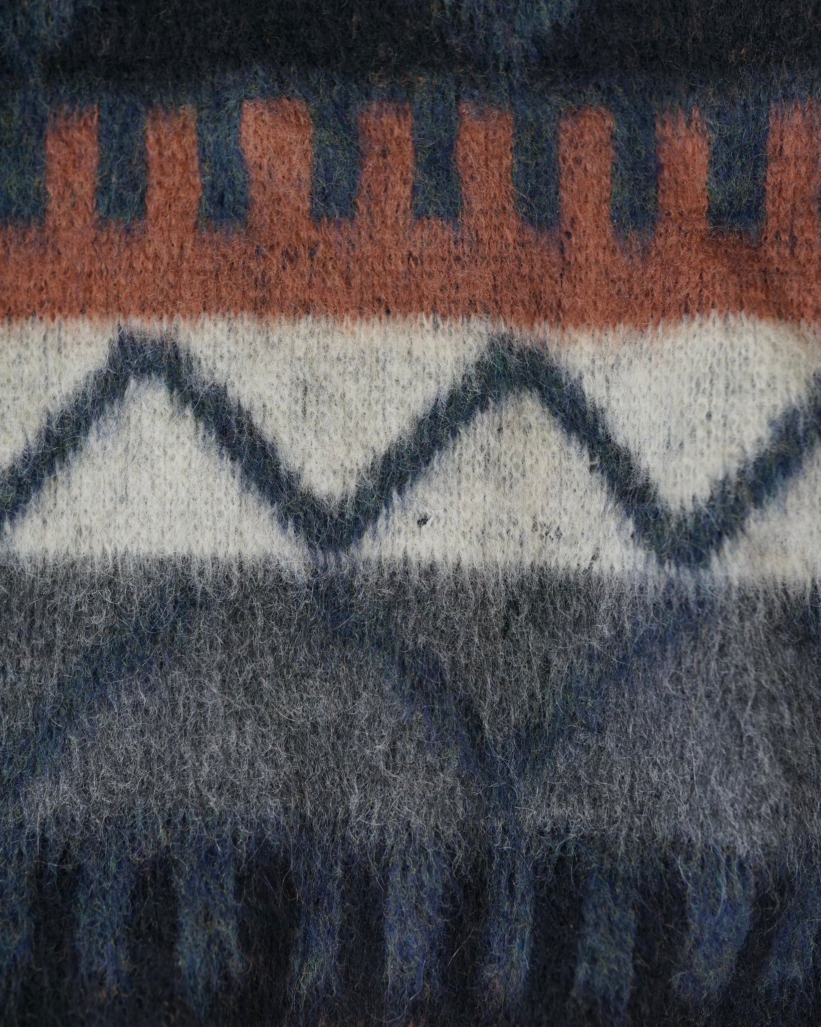 campus wool mohair zip-up knit sweater