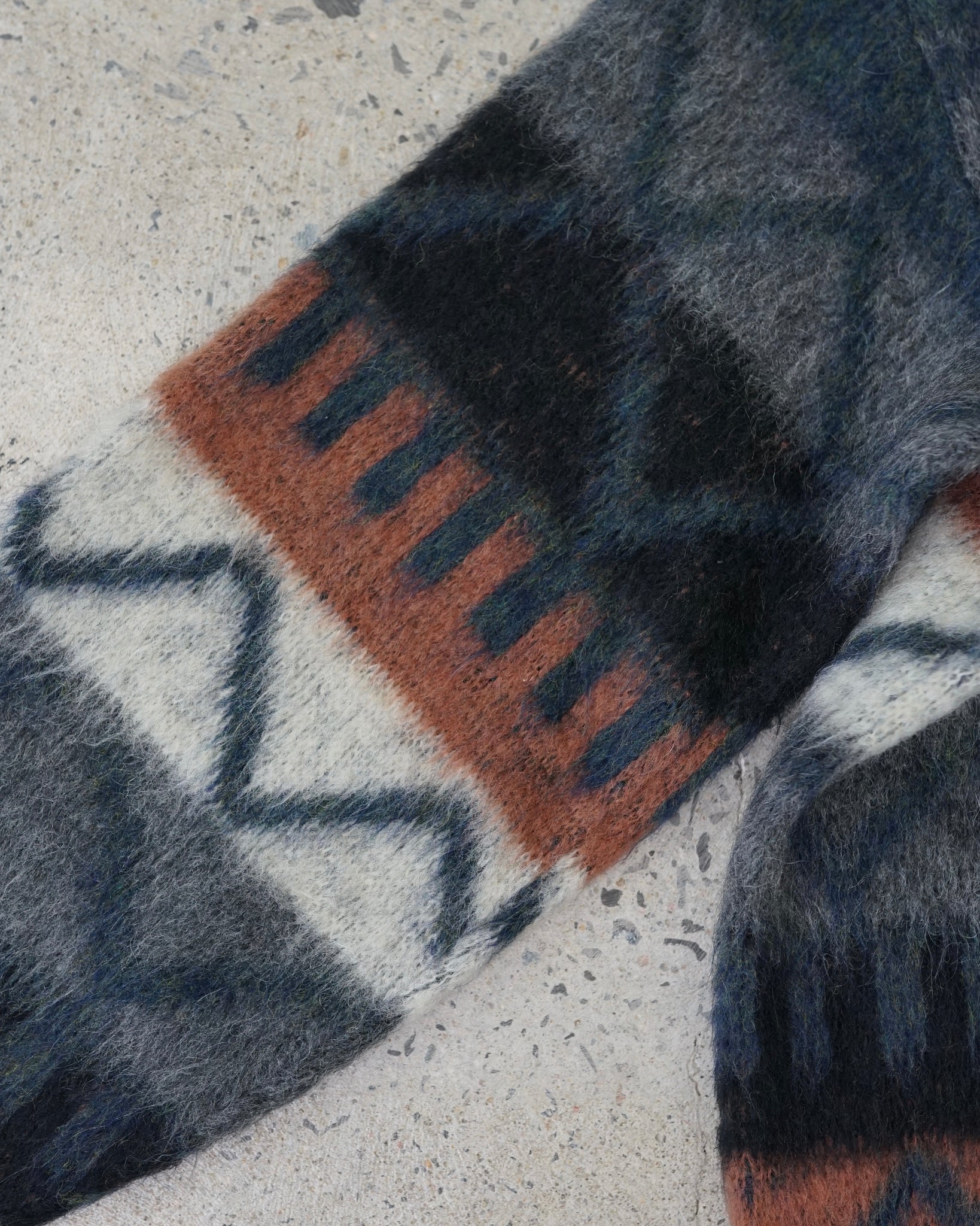 campus wool mohair zip-up knit sweater