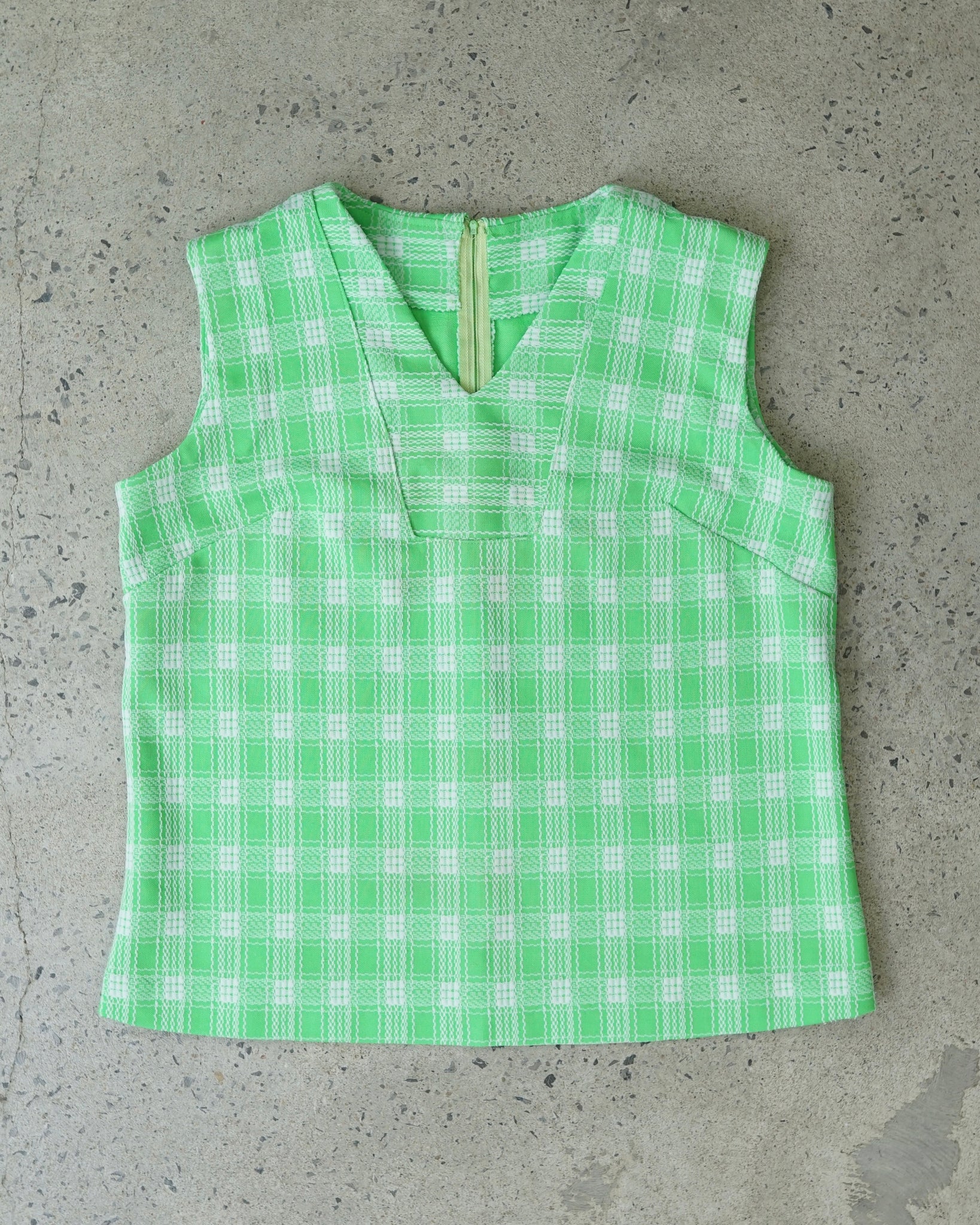 vintage plaid back zip tank top