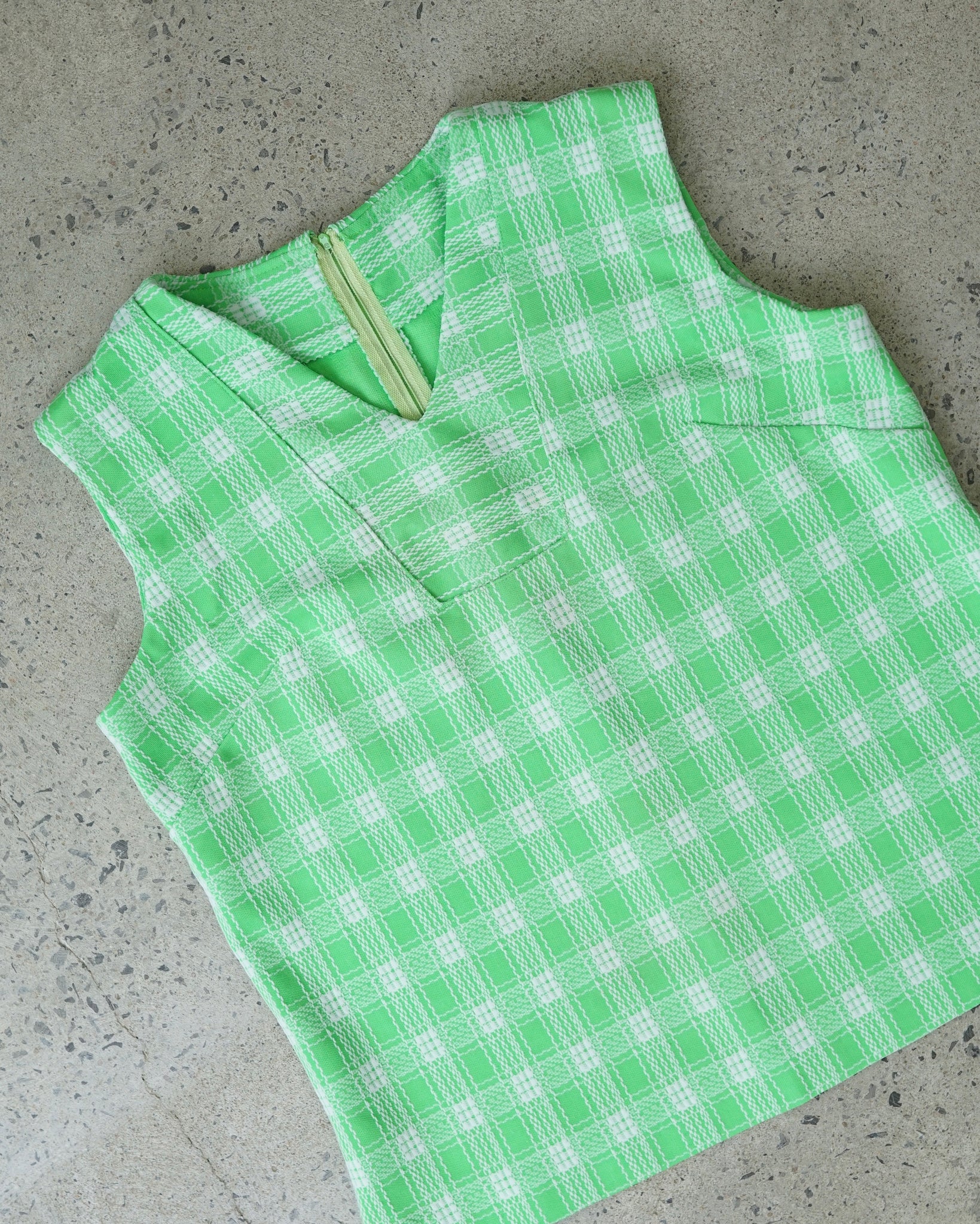 vintage plaid back zip tank top