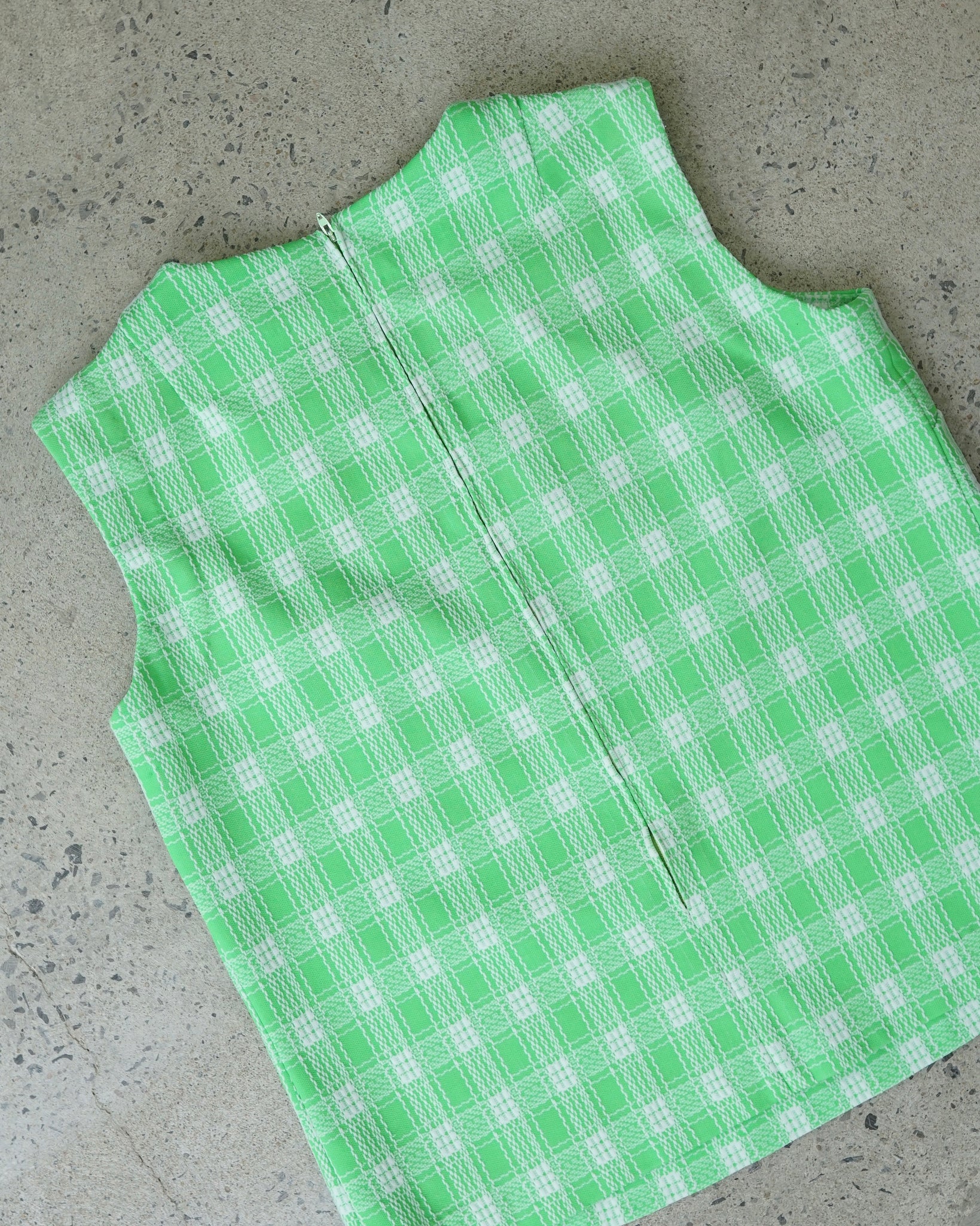 vintage plaid back zip tank top