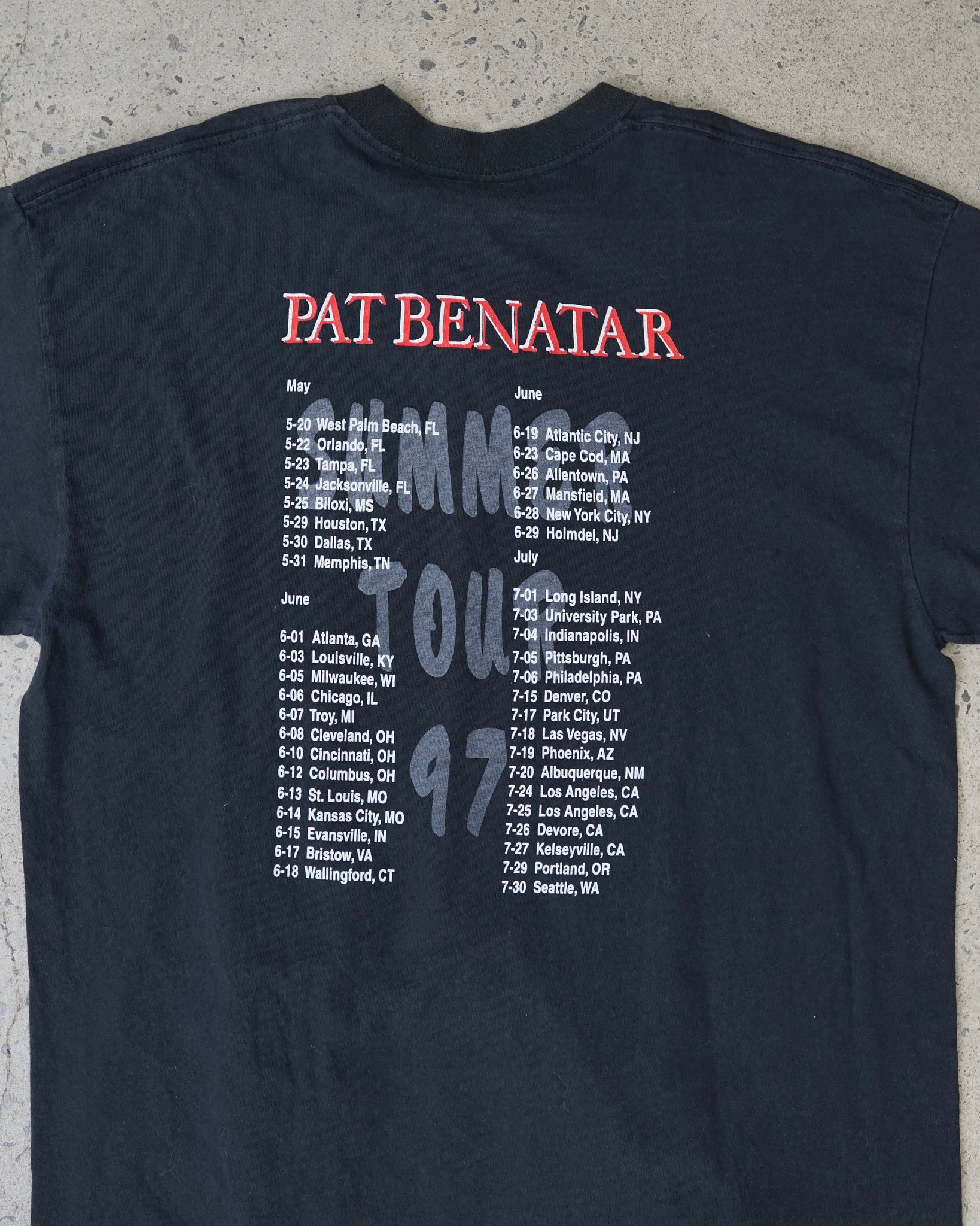 pat benatar summer tour 1997 t-shirt