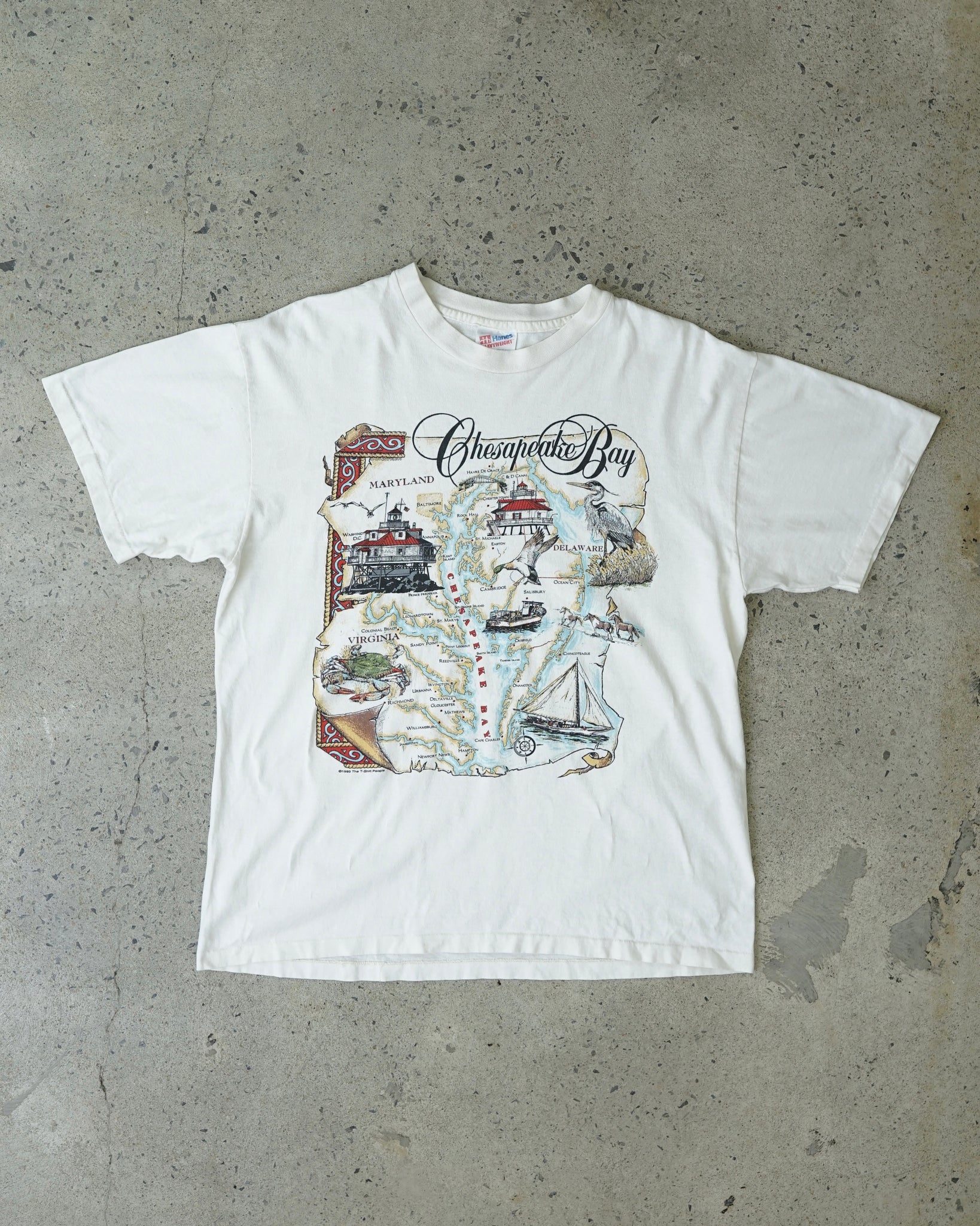 chesapeake bay map 1993 t-shirt