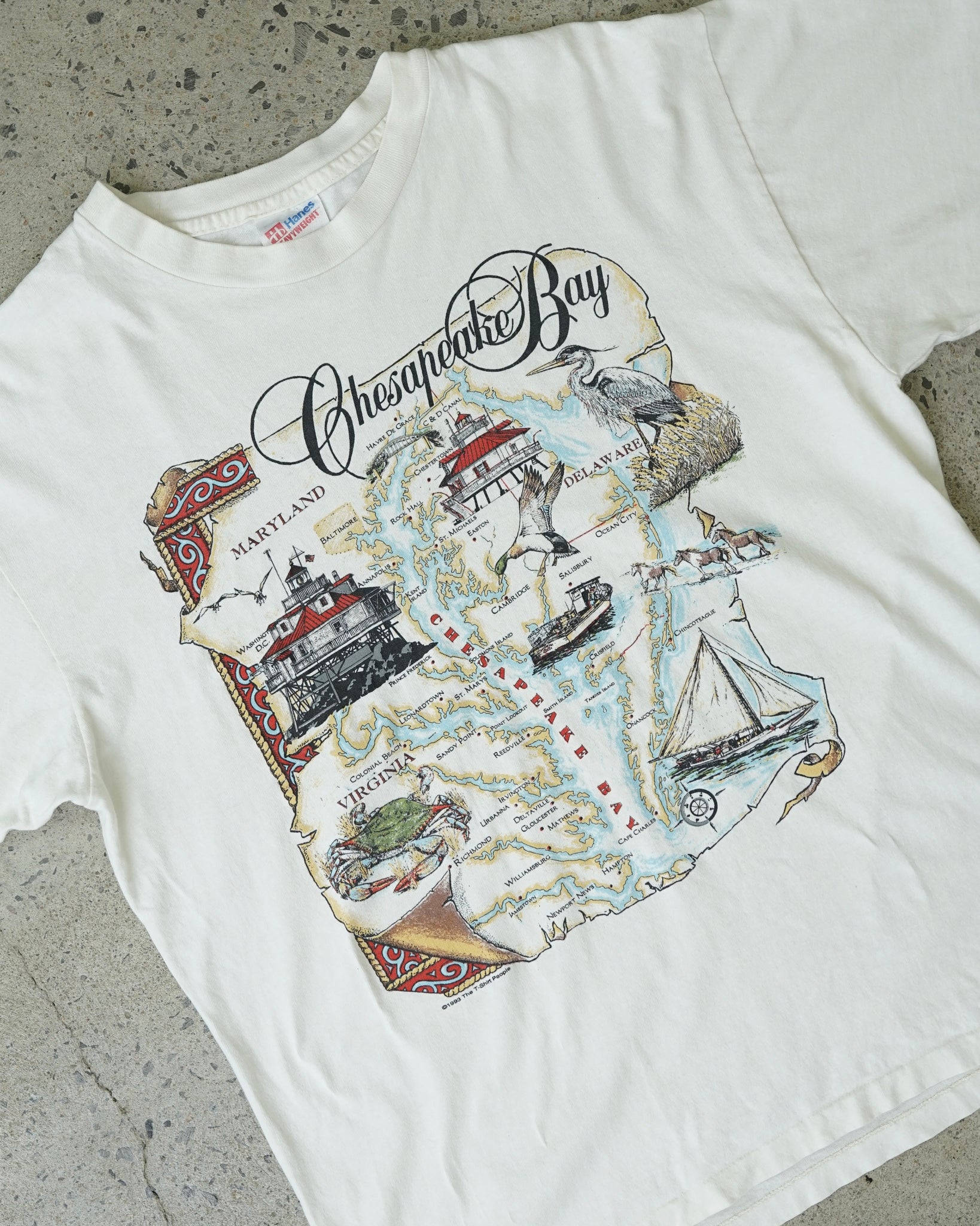 chesapeake bay map 1993 t-shirt