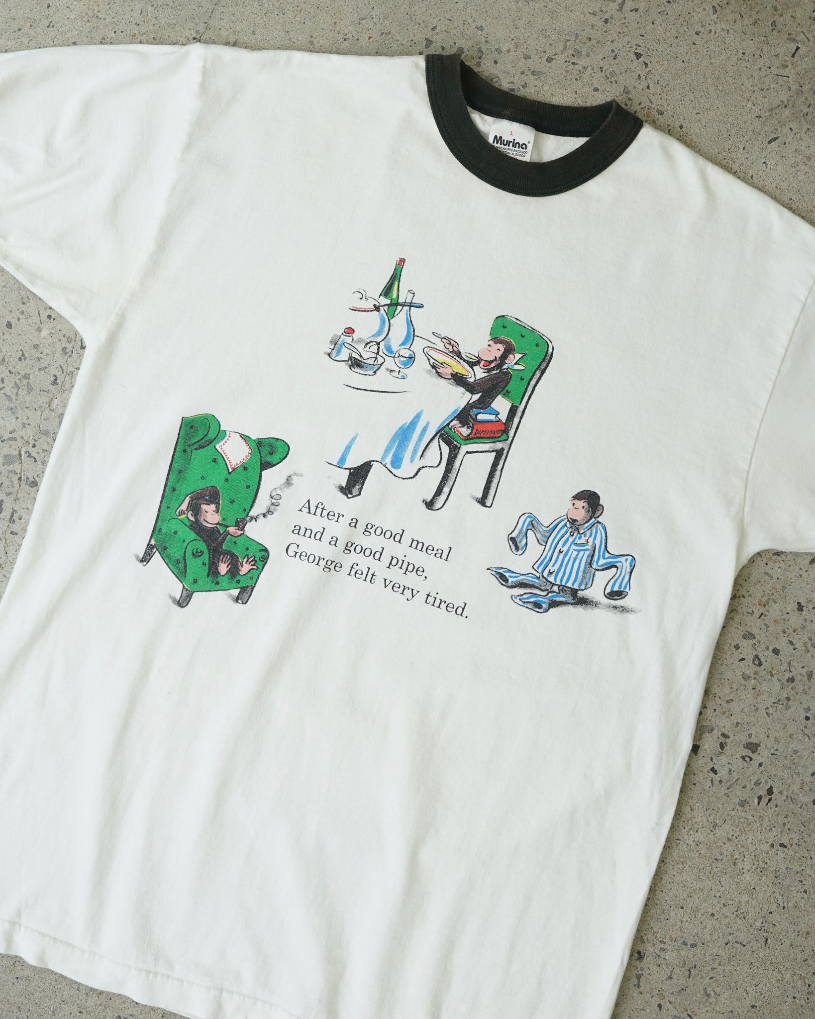 curious george 1995 ringer t-shirt