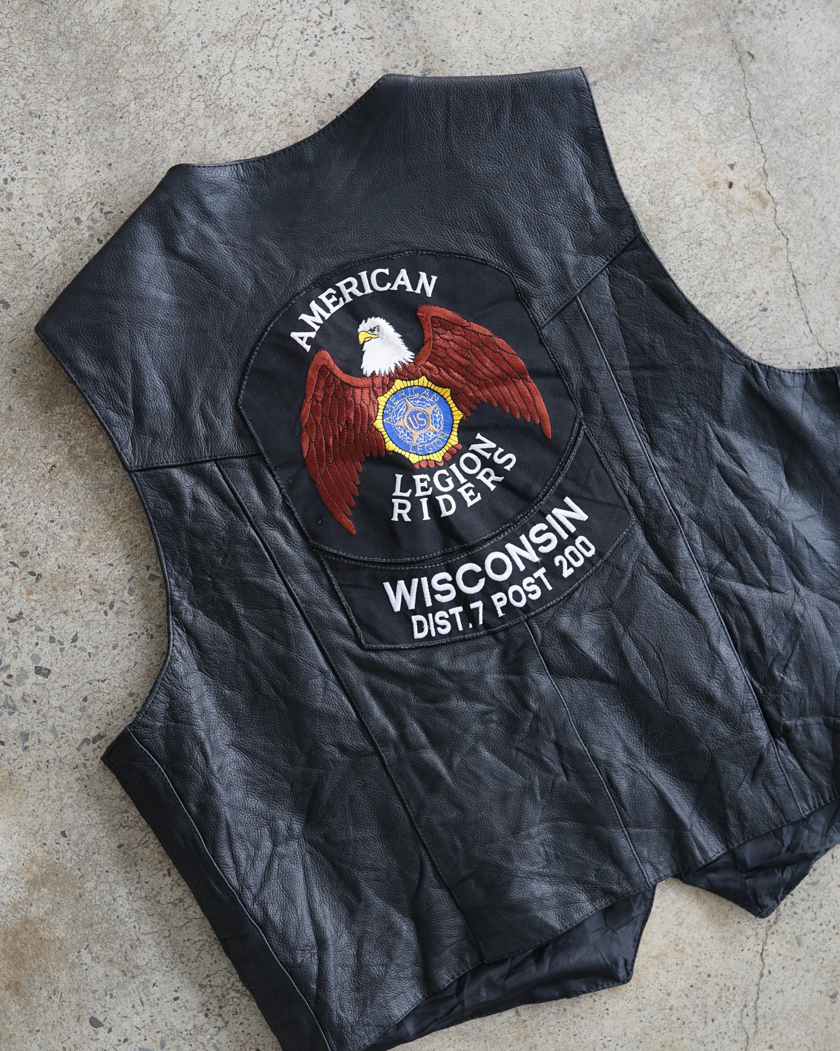 american legion riders wisconsin leather vest – Chez Claude Vintage