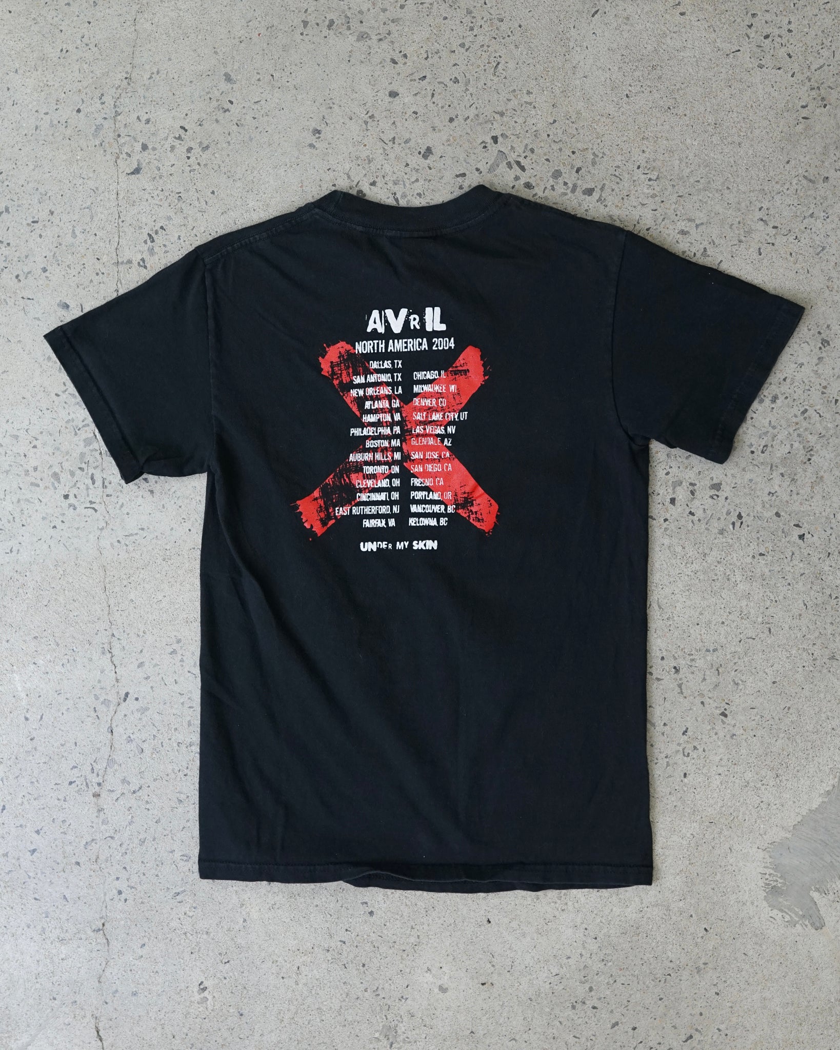 avril lavigne under my skin 2004 tour t-shirt