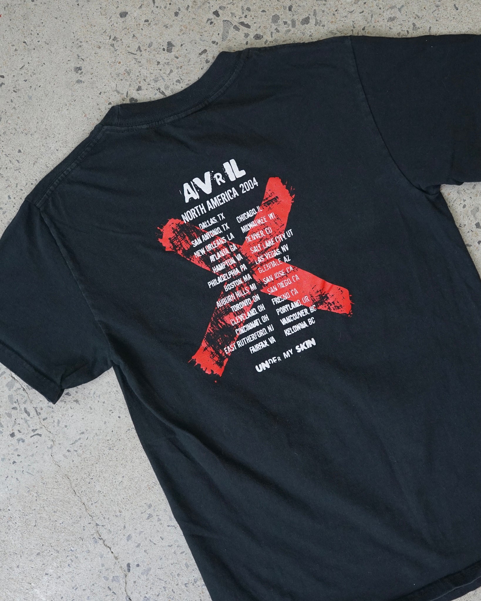 avril lavigne under my skin 2004 tour t-shirt