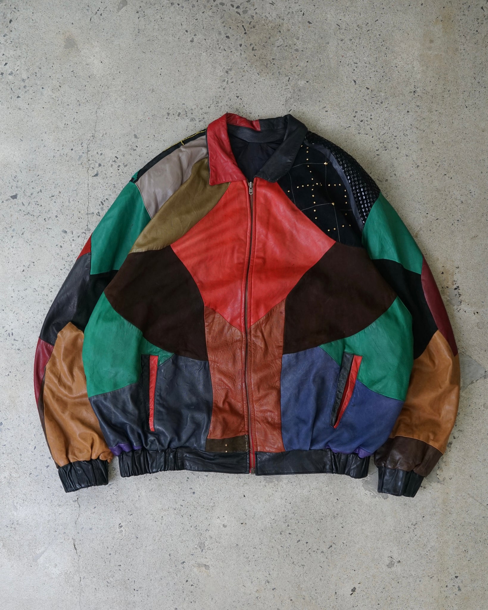 patchwork leather jacket