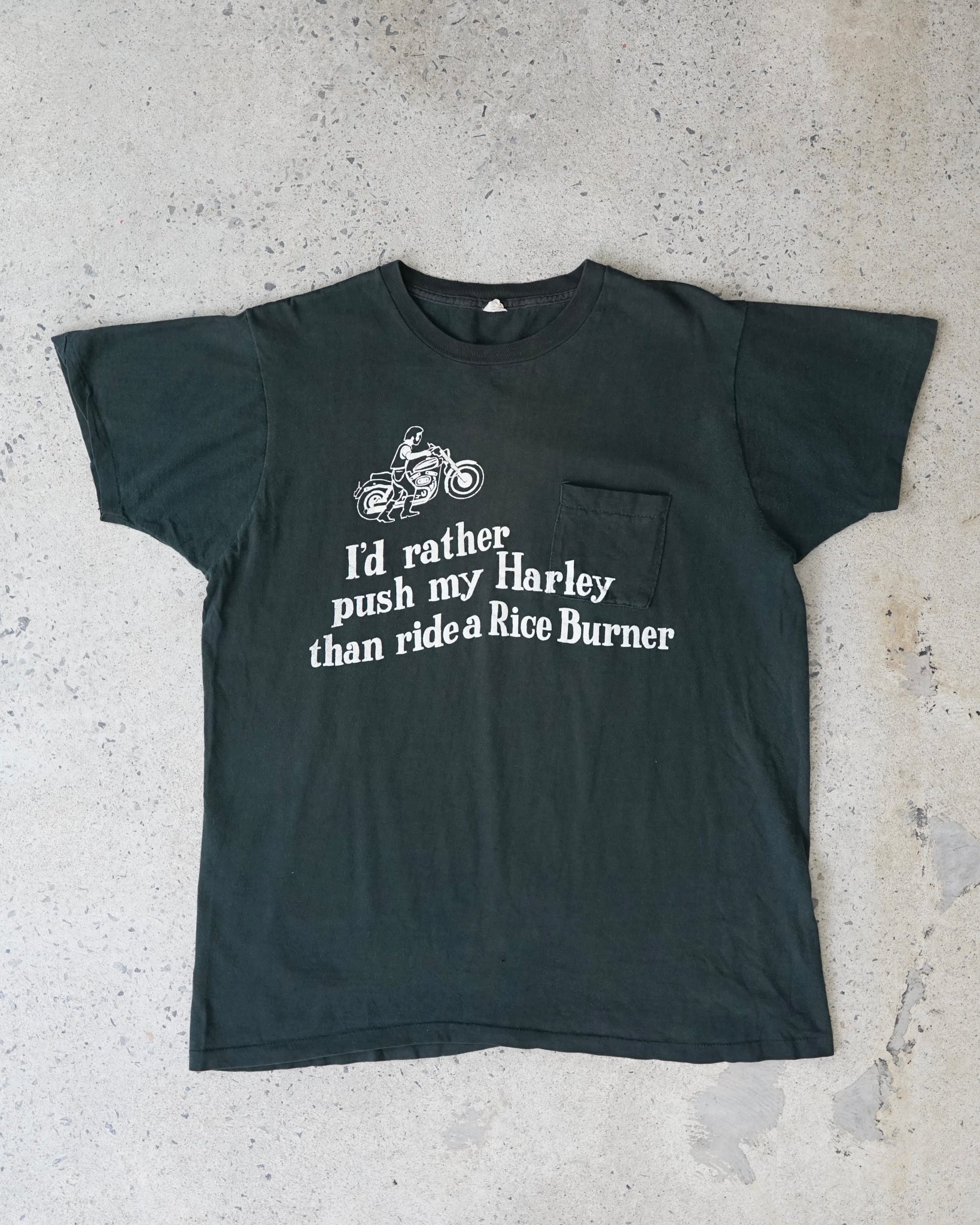 "i'd rather push my harley," t-shirt