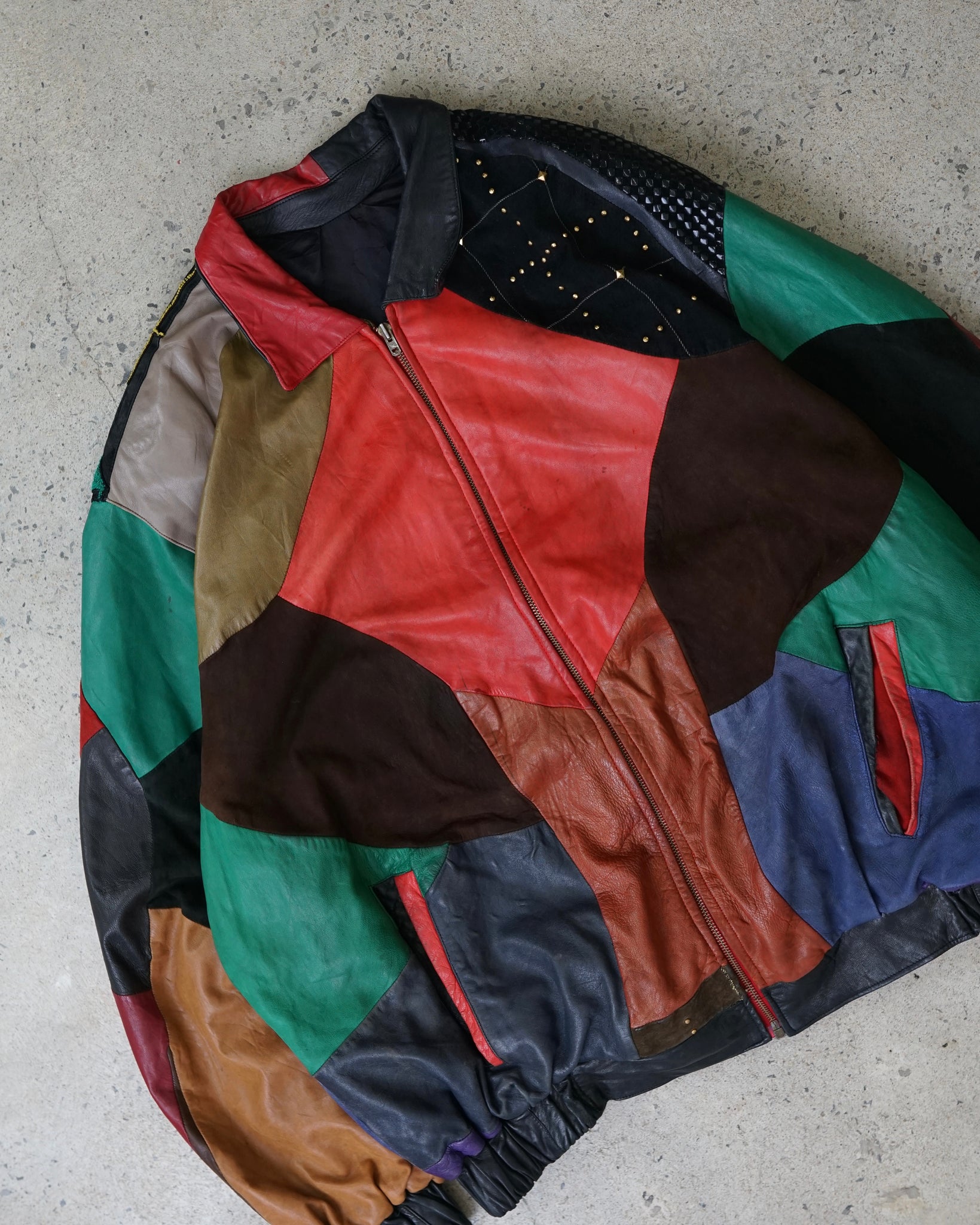 patchwork leather jacket