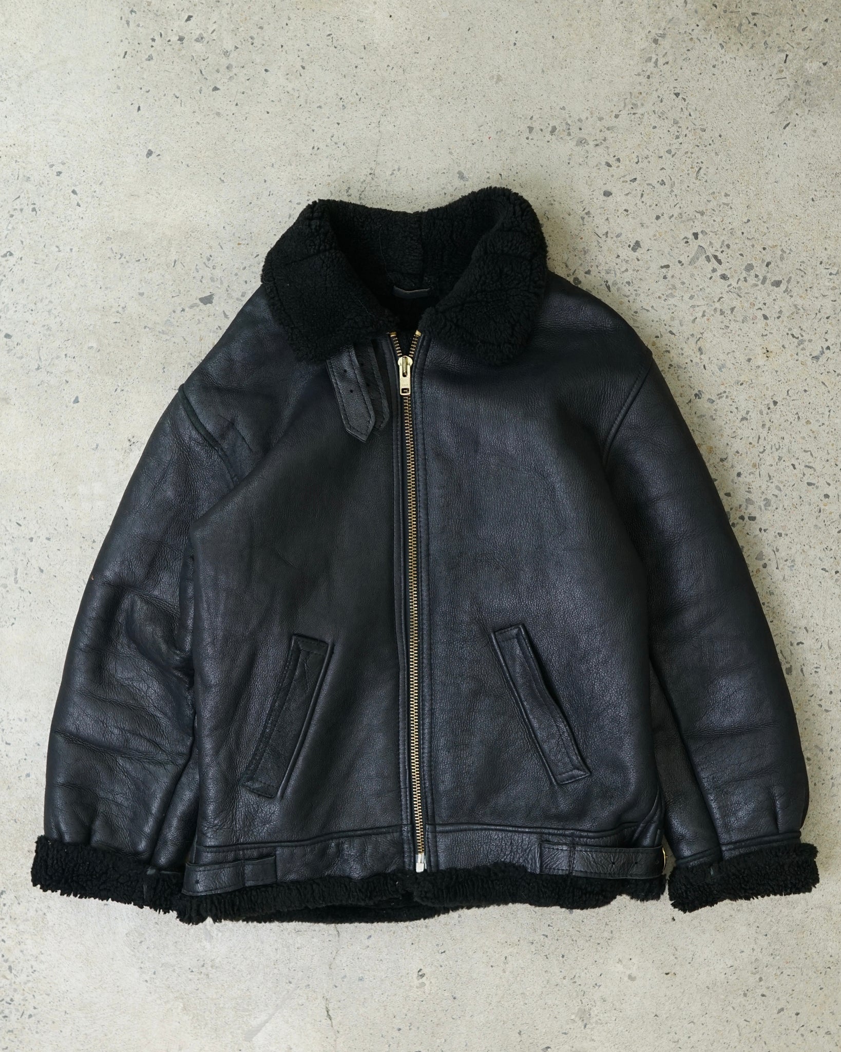 protocol pan shearling leather jacket - small