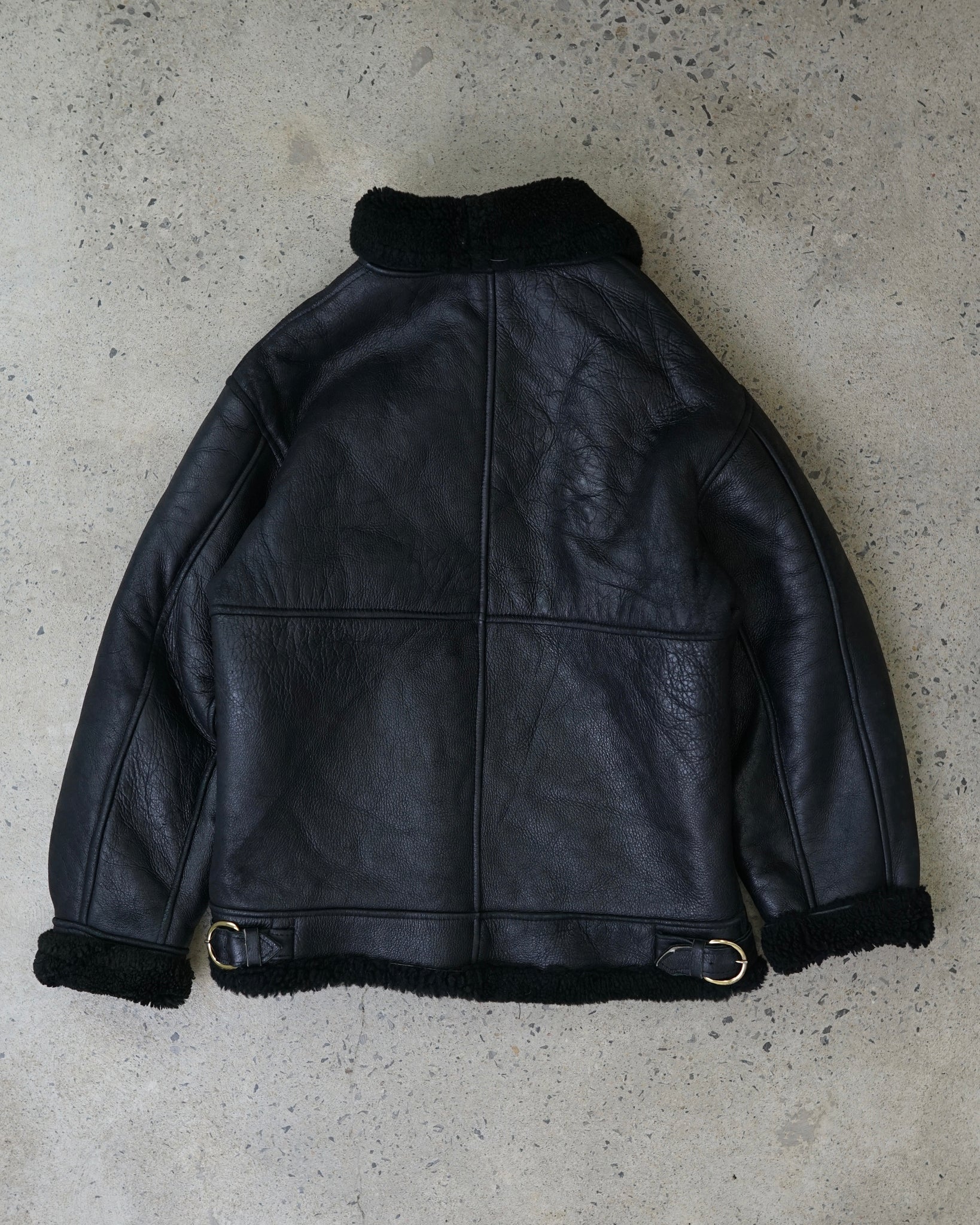 protocol pan shearling leather jacket - small