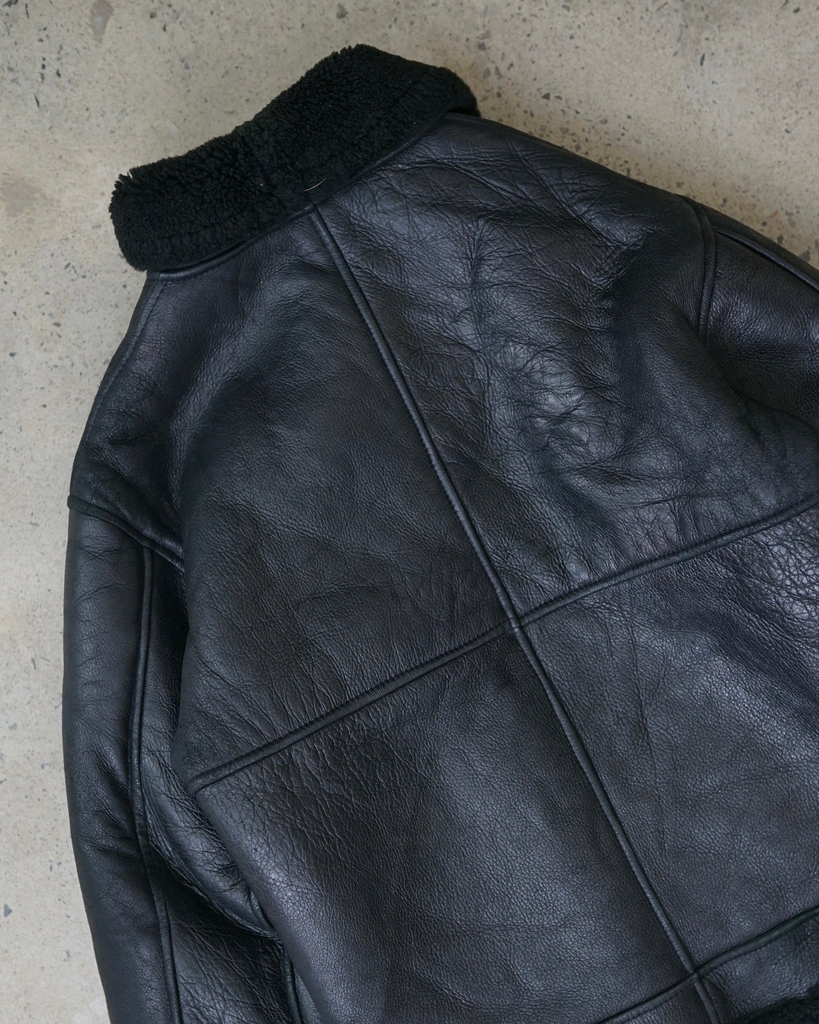 protocol pan shearling leather jacket - small