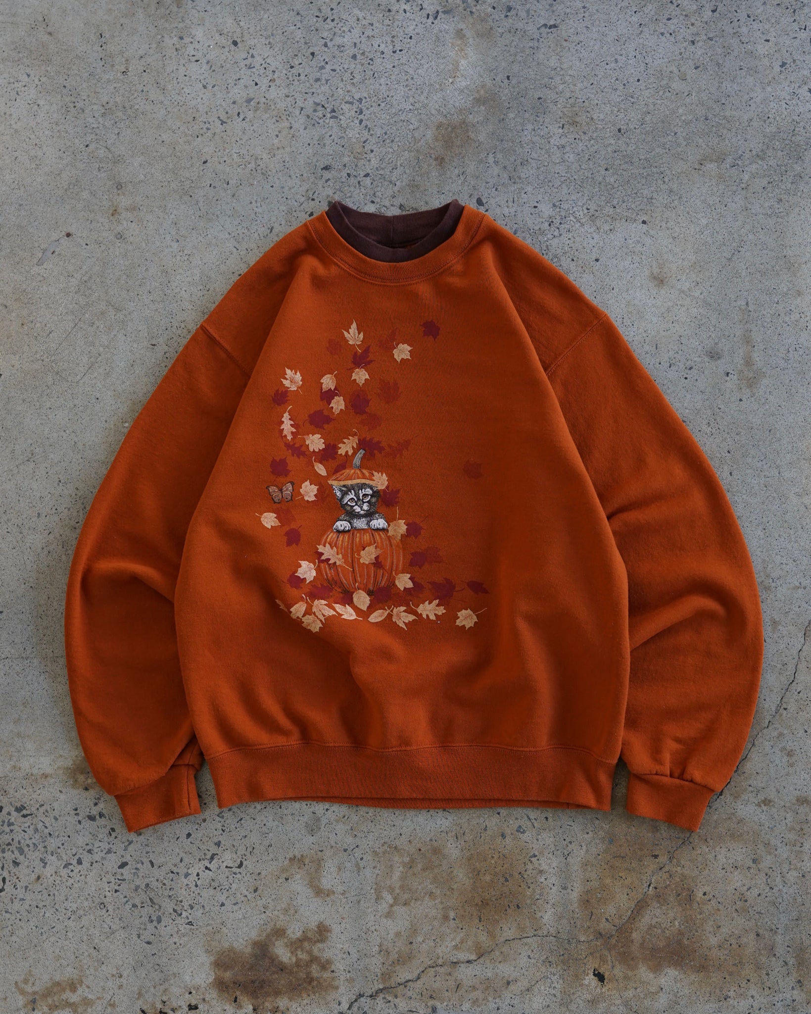 cute cat pumpkin halloween crewneck