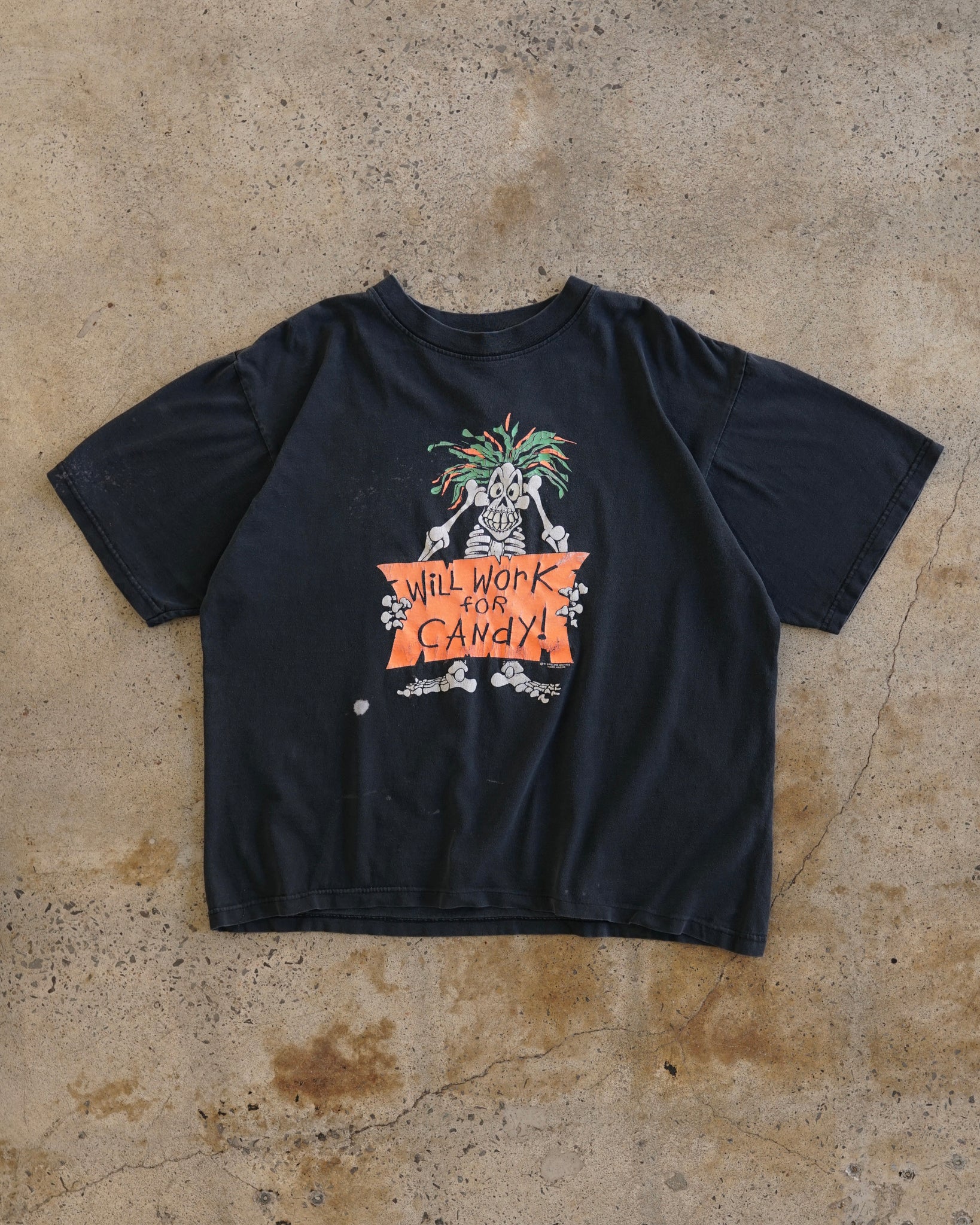"will work for candy" halloween t-shirt