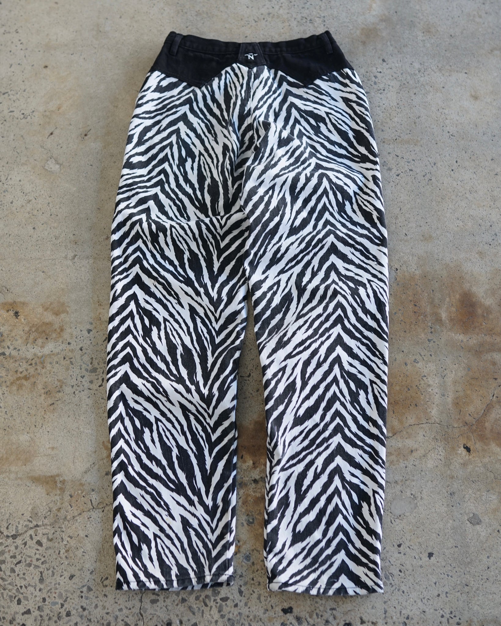 thoroughbred zebra pattern jeans