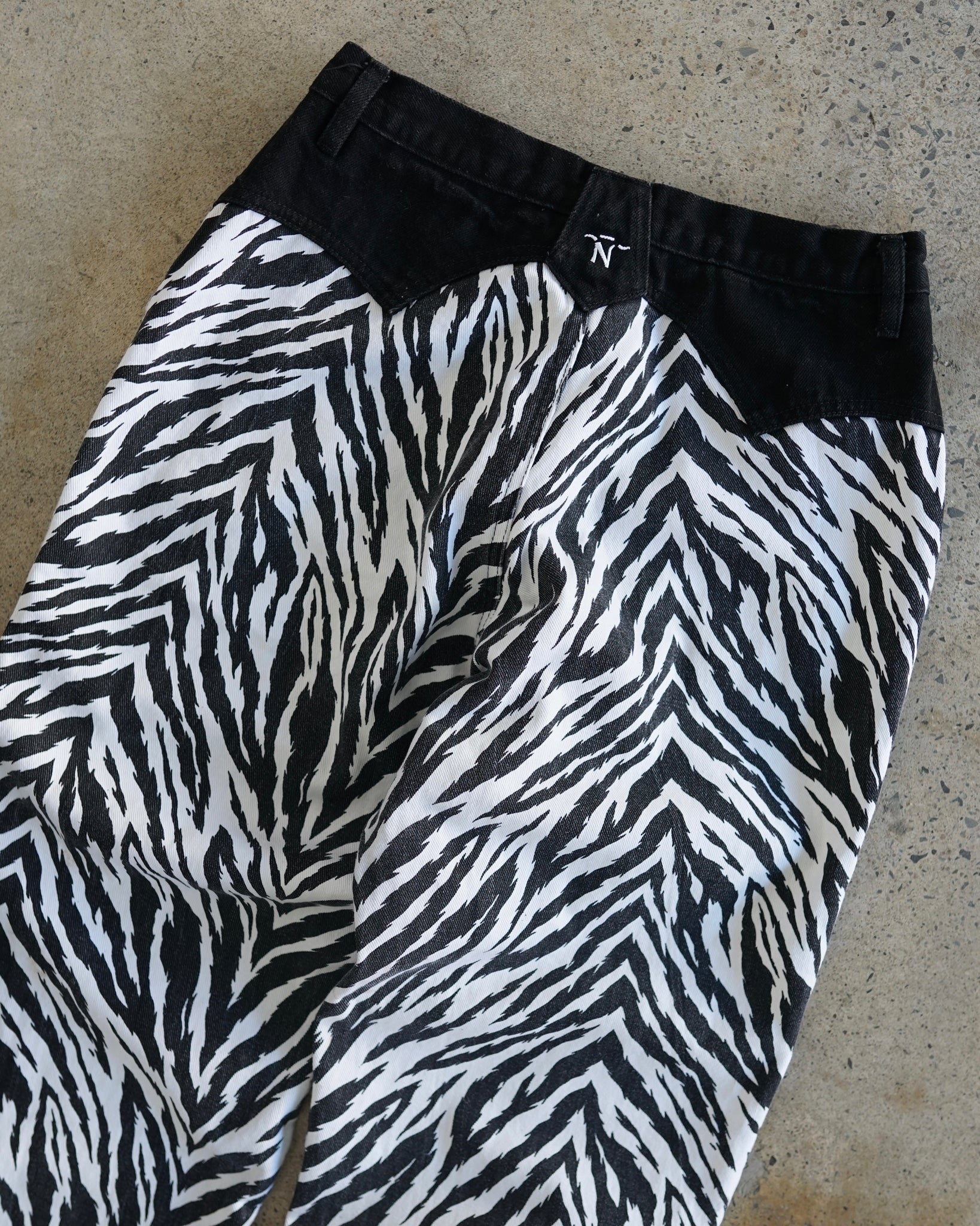 thoroughbred zebra pattern jeans