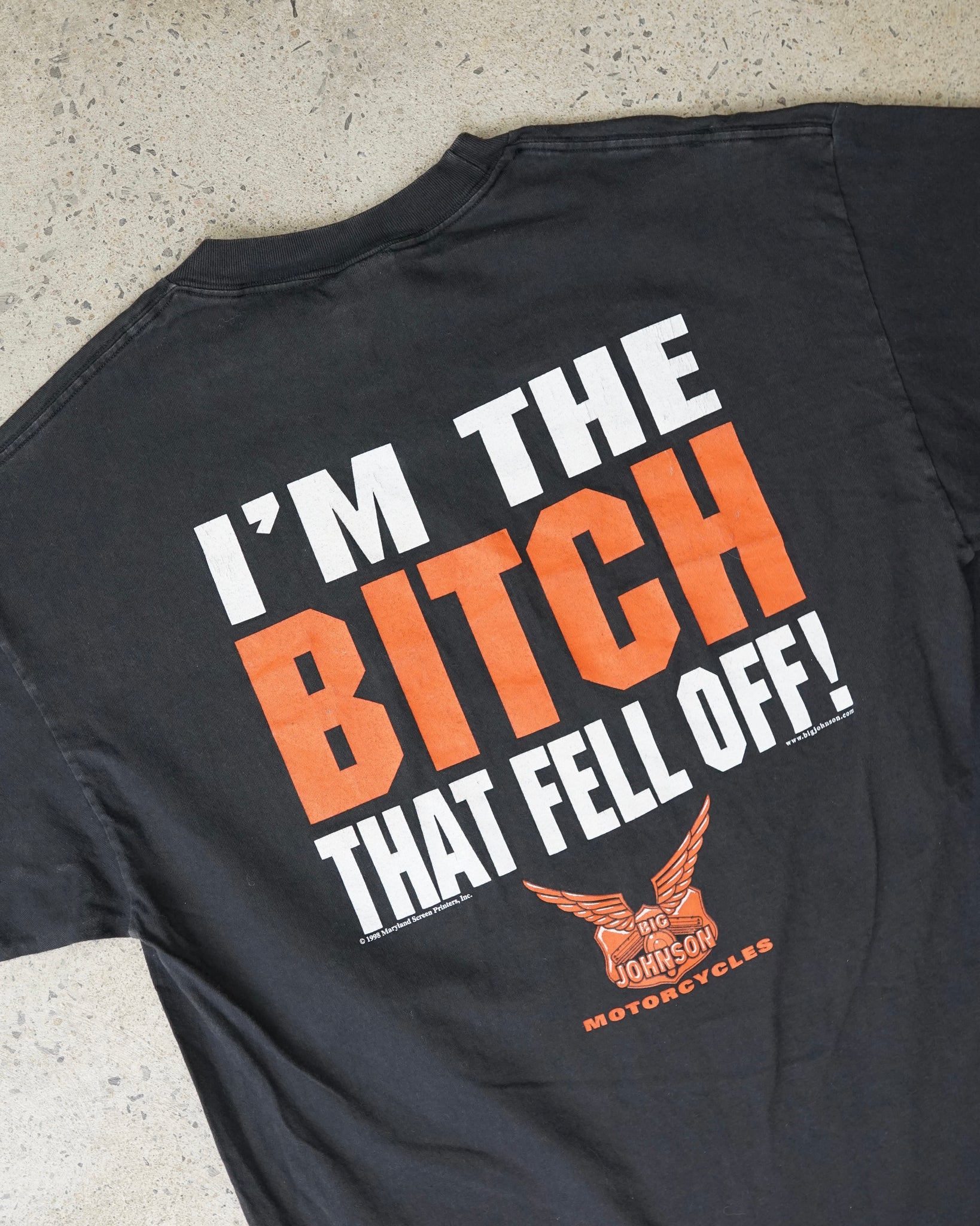 big johnson "i'm the bitch that fell off" t-shirt