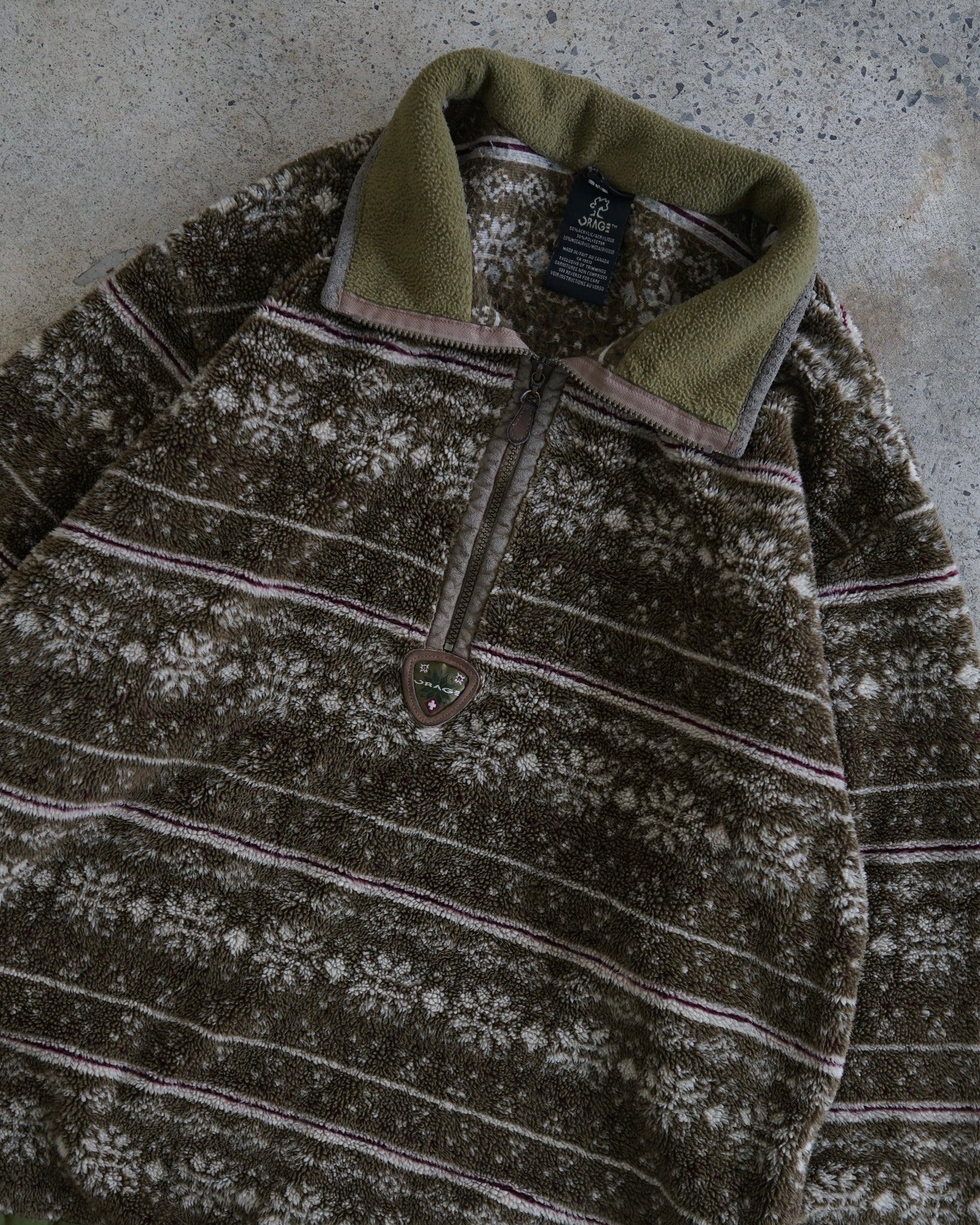 orage half zip pattern fleece