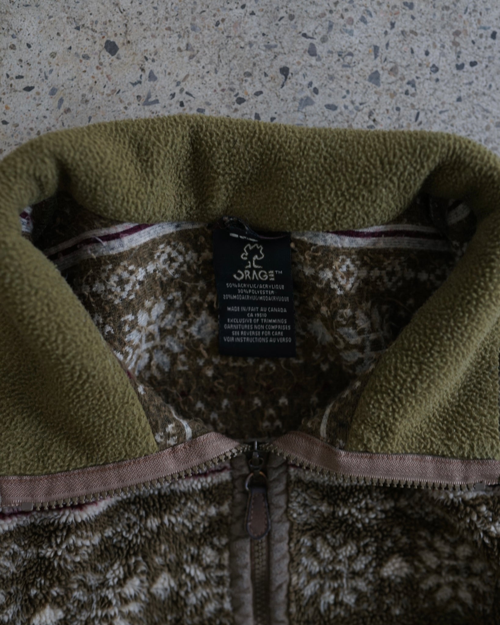 orage half zip pattern fleece