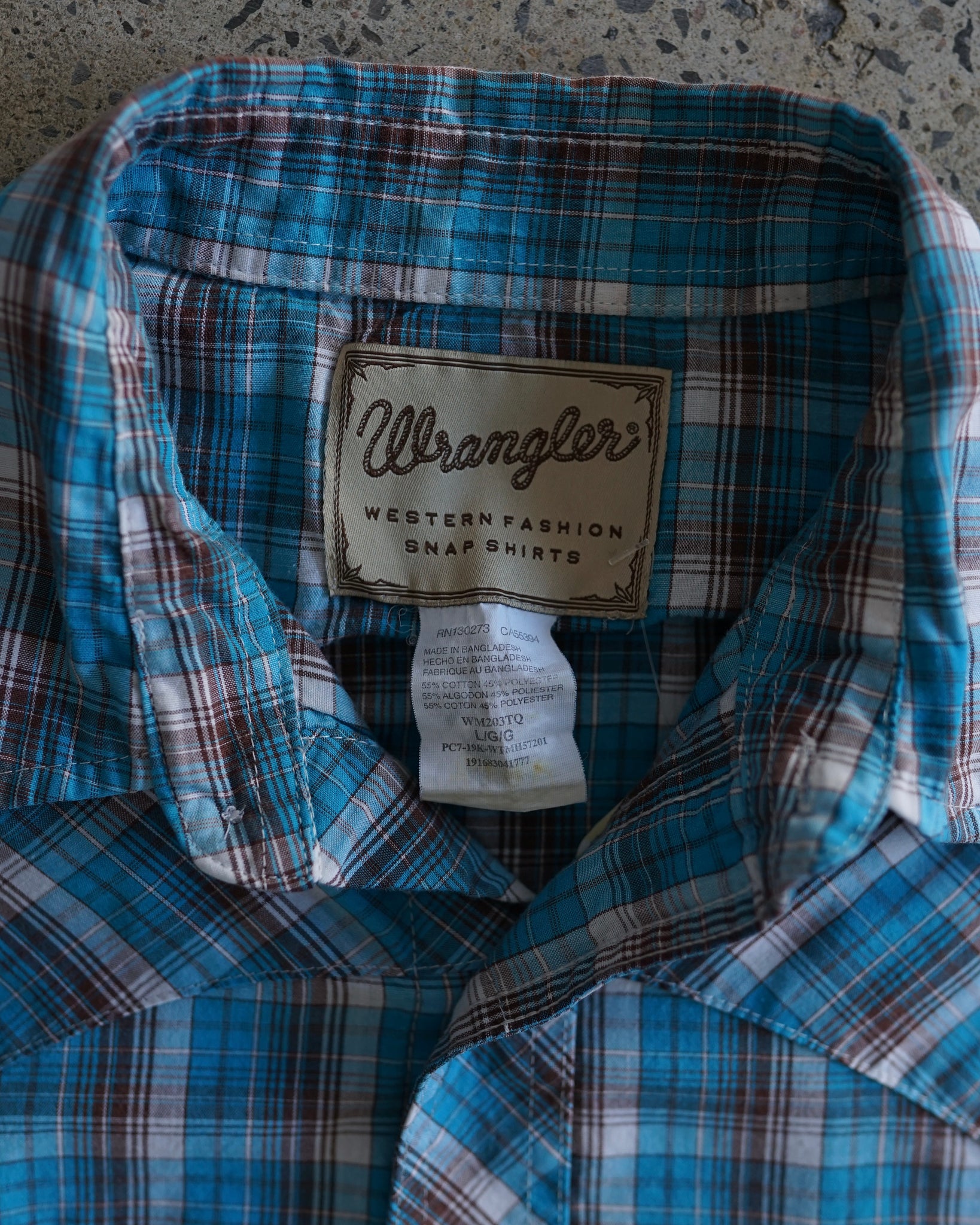 wrangler pearl button-up shirt