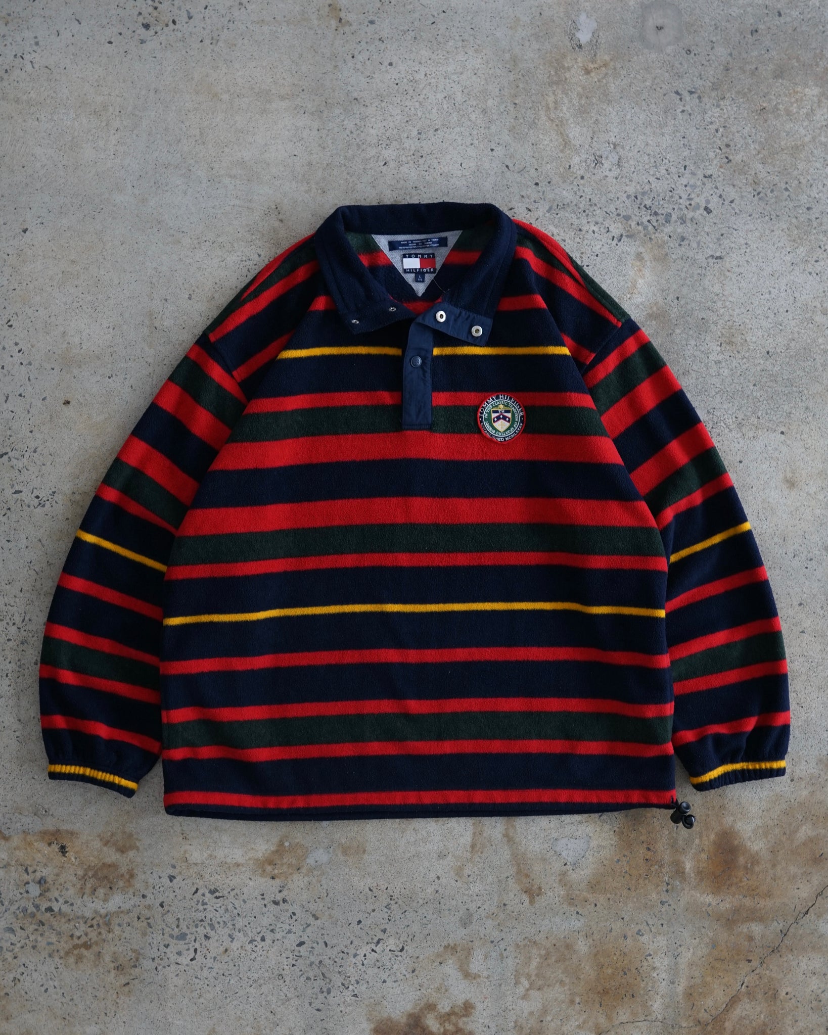 tommy hilfiger striped snap-t fleece