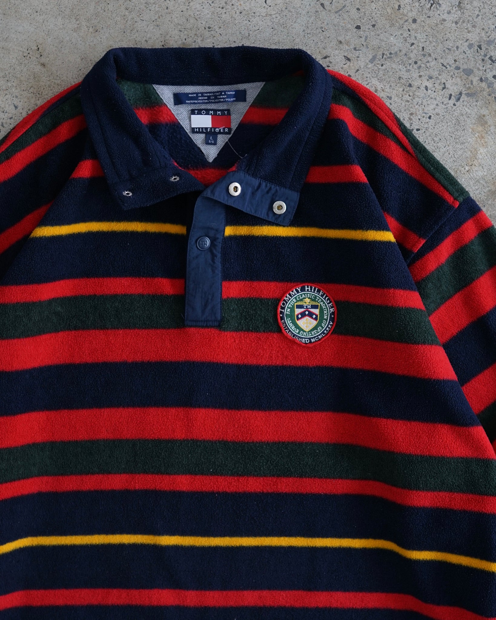 tommy hilfiger striped snap-t fleece
