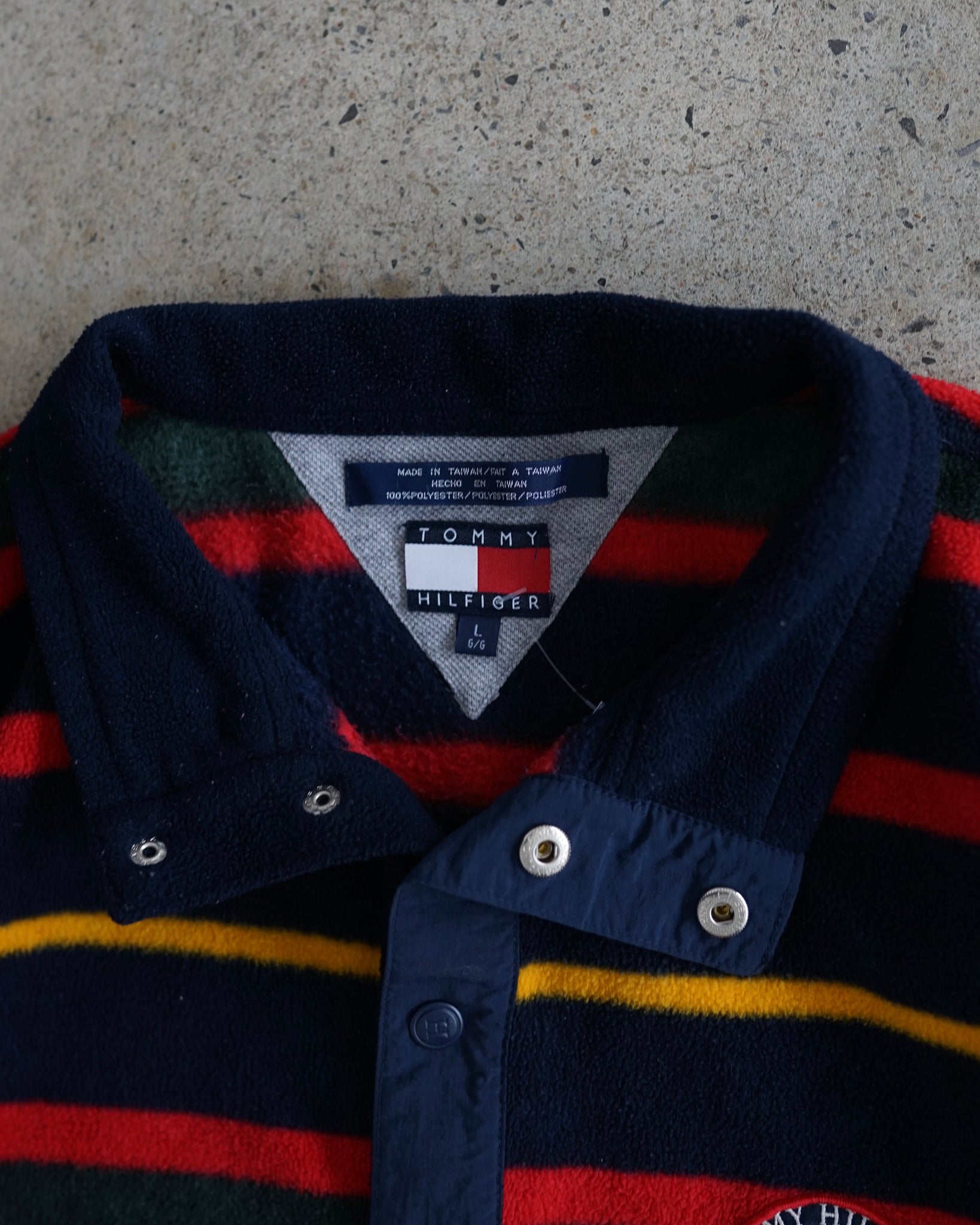 tommy hilfiger striped snap-t fleece
