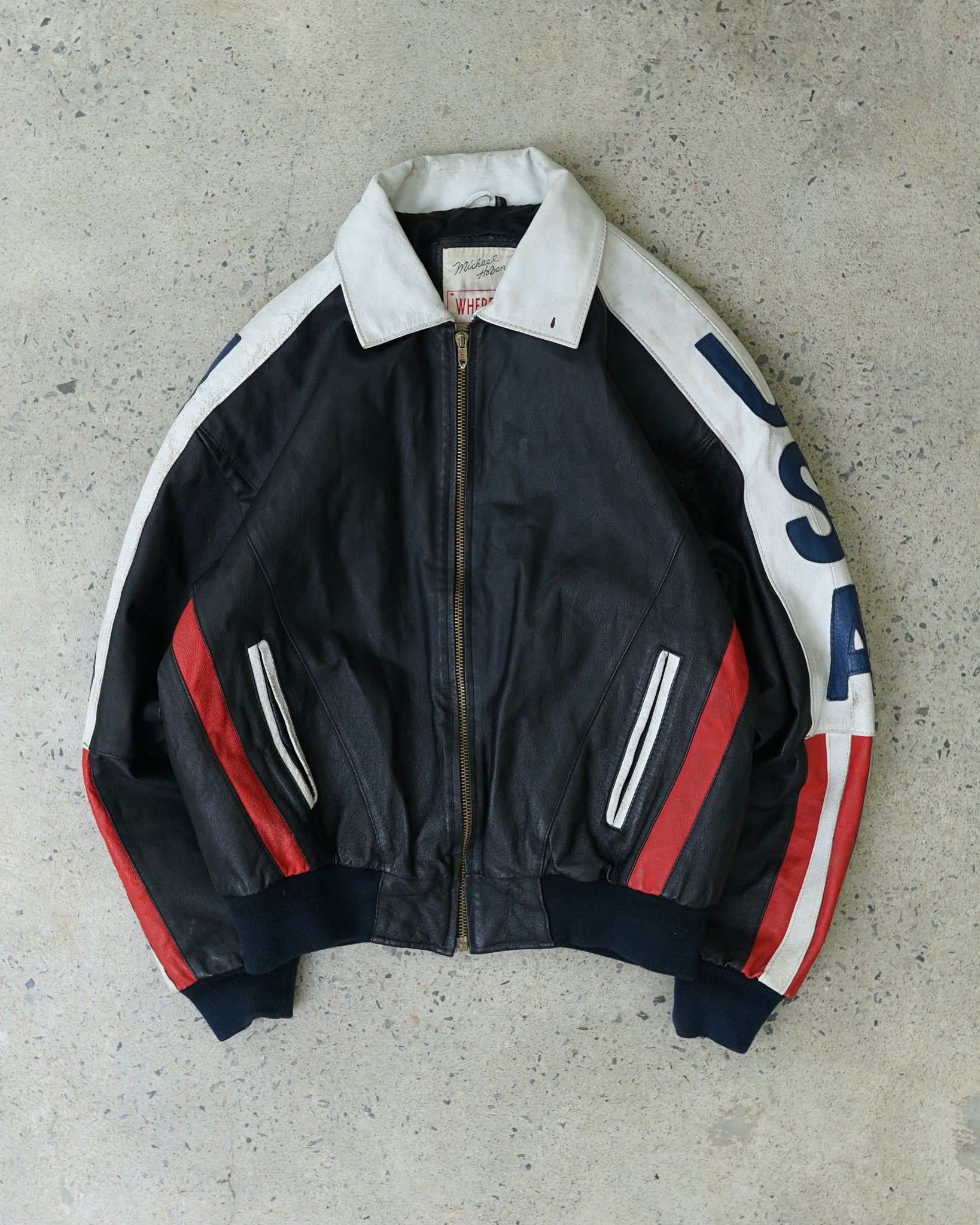 usa leather jacket - medium